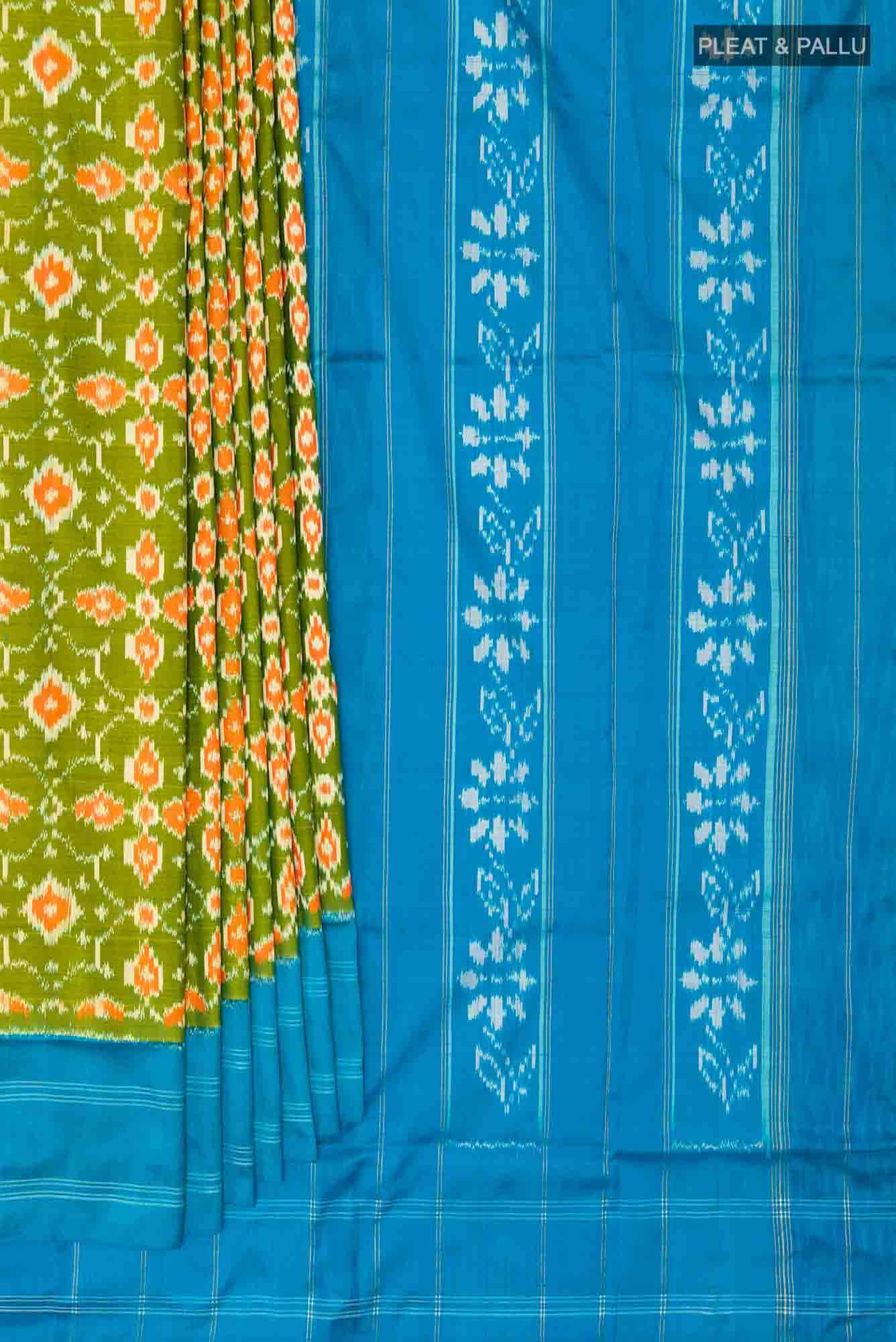 Mehandi Green Pochampally Silk Saree - Image 2