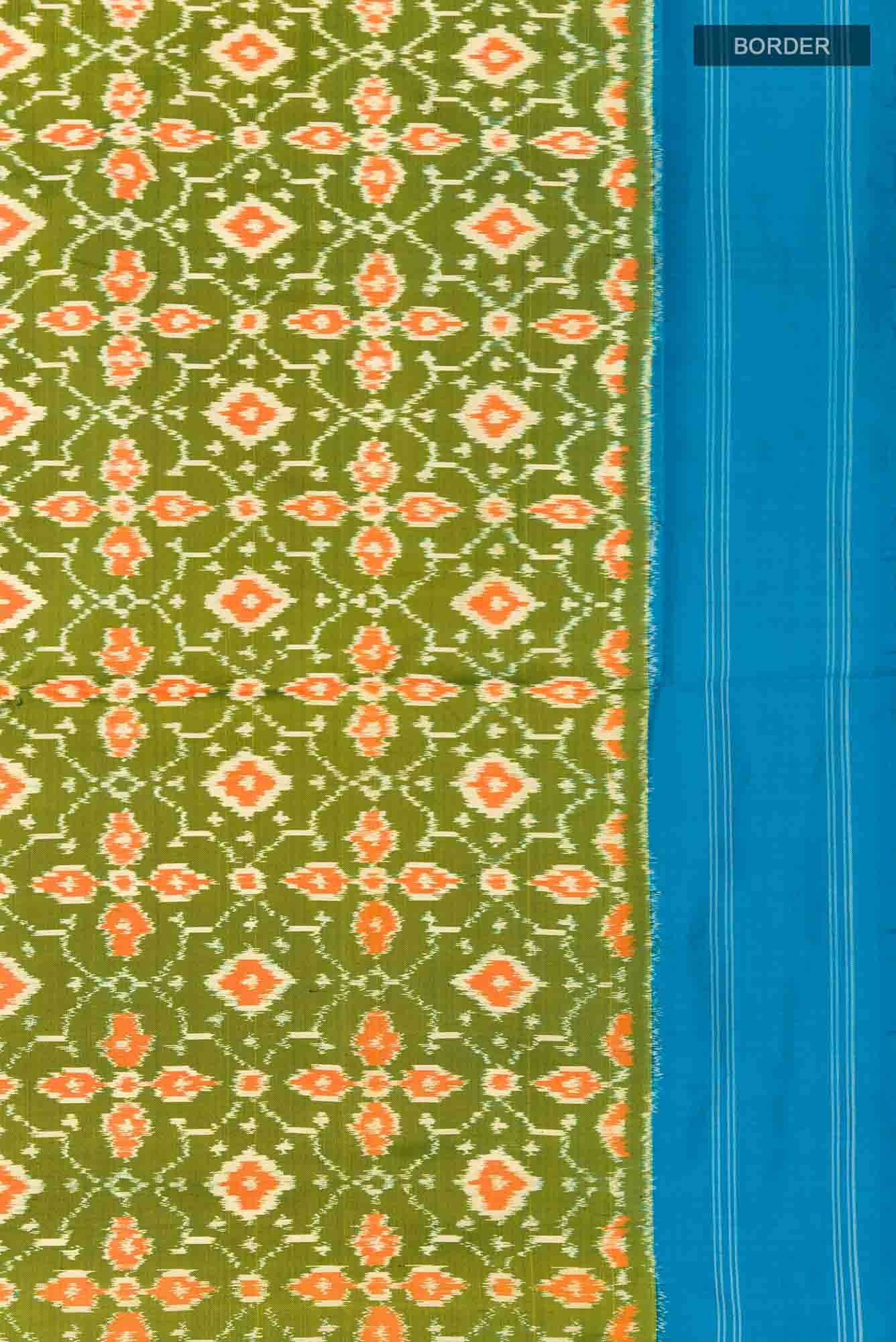 Mehandi Green Pochampally Silk Saree - Image 5