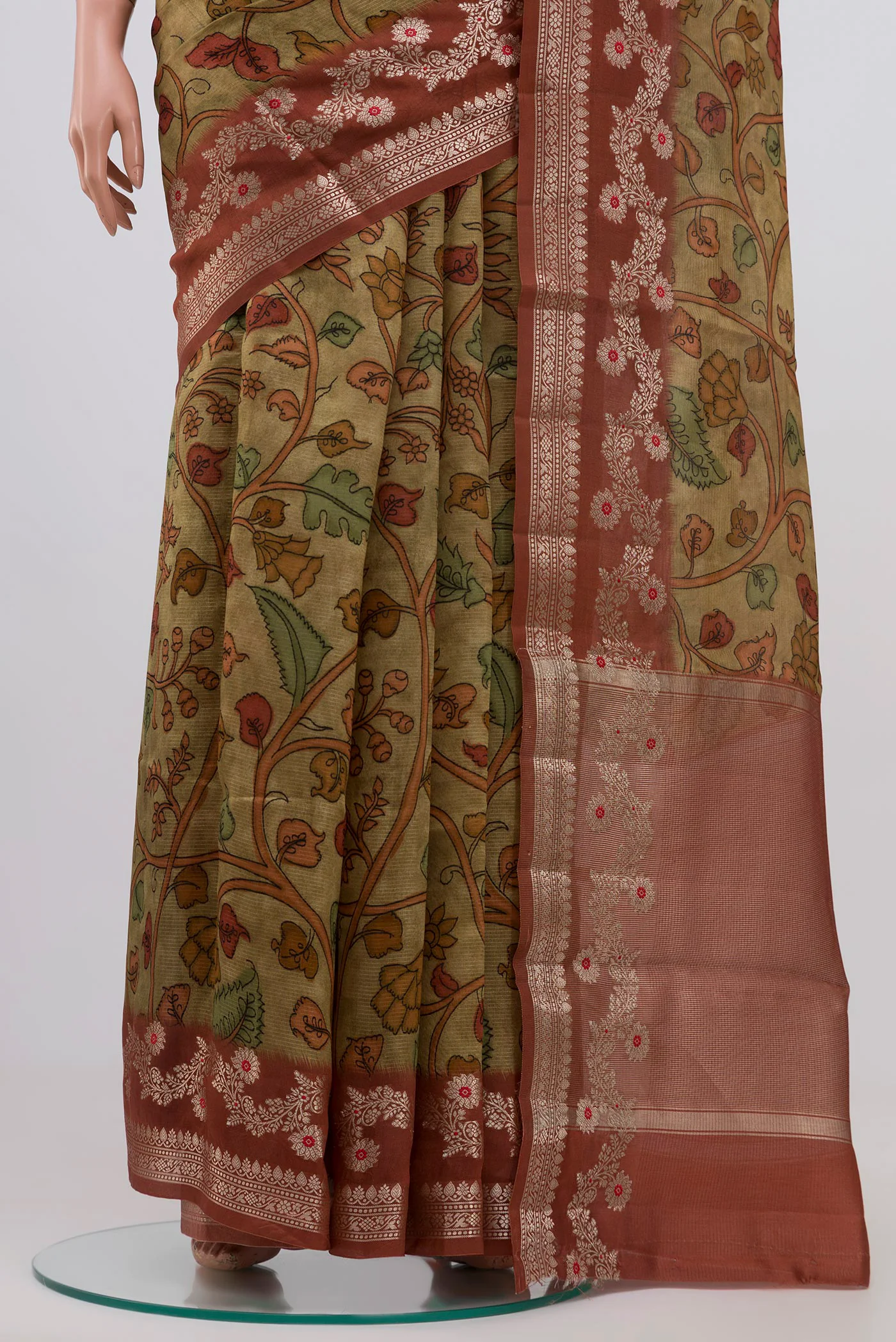 Beige Banarasi Raw Silk Saree - Image 3