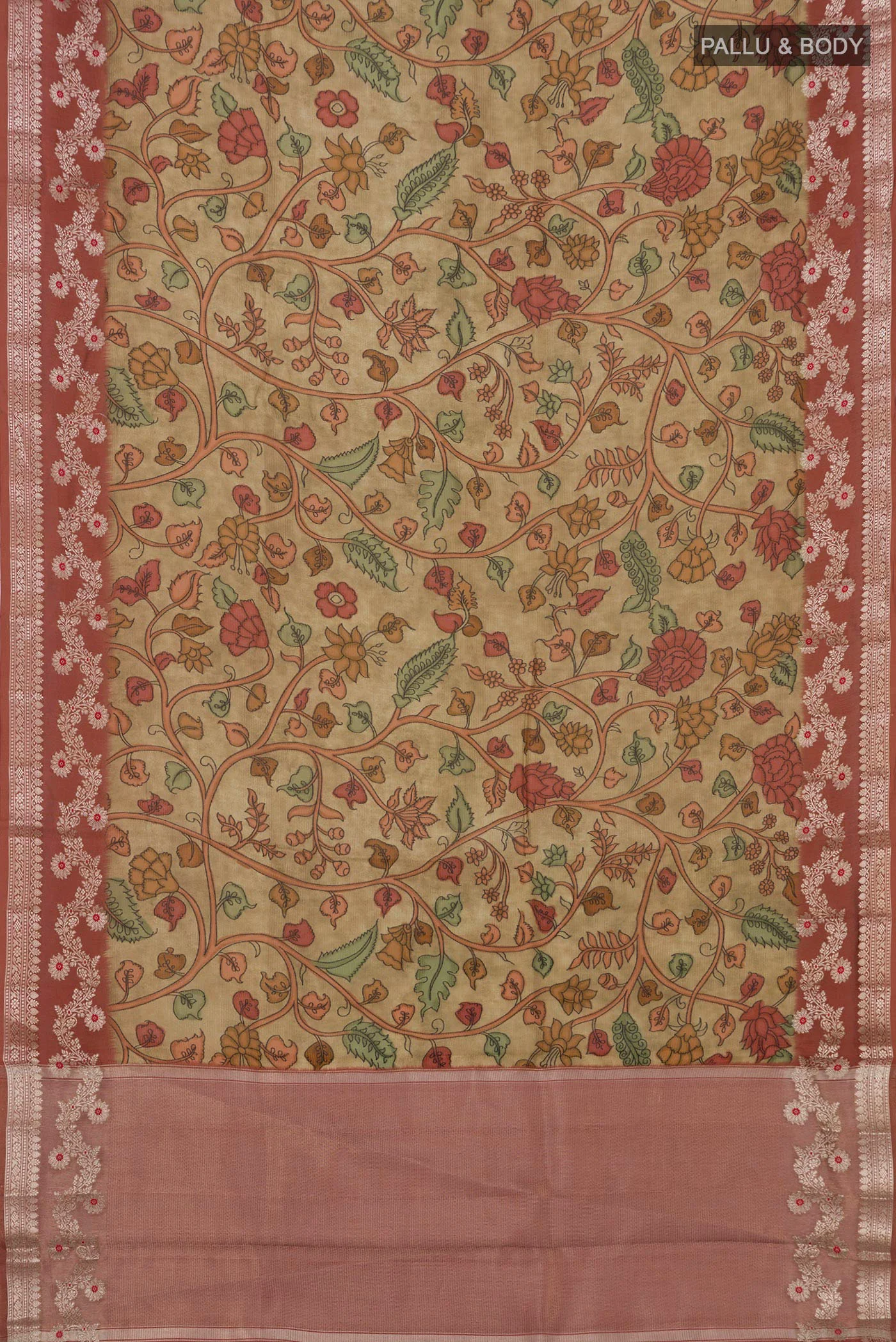 Beige Banarasi Raw Silk Saree - Image 5