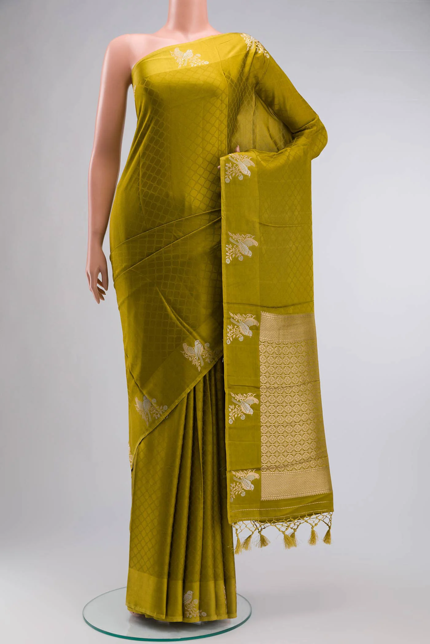Mehandi Green Satin Crepe Saree