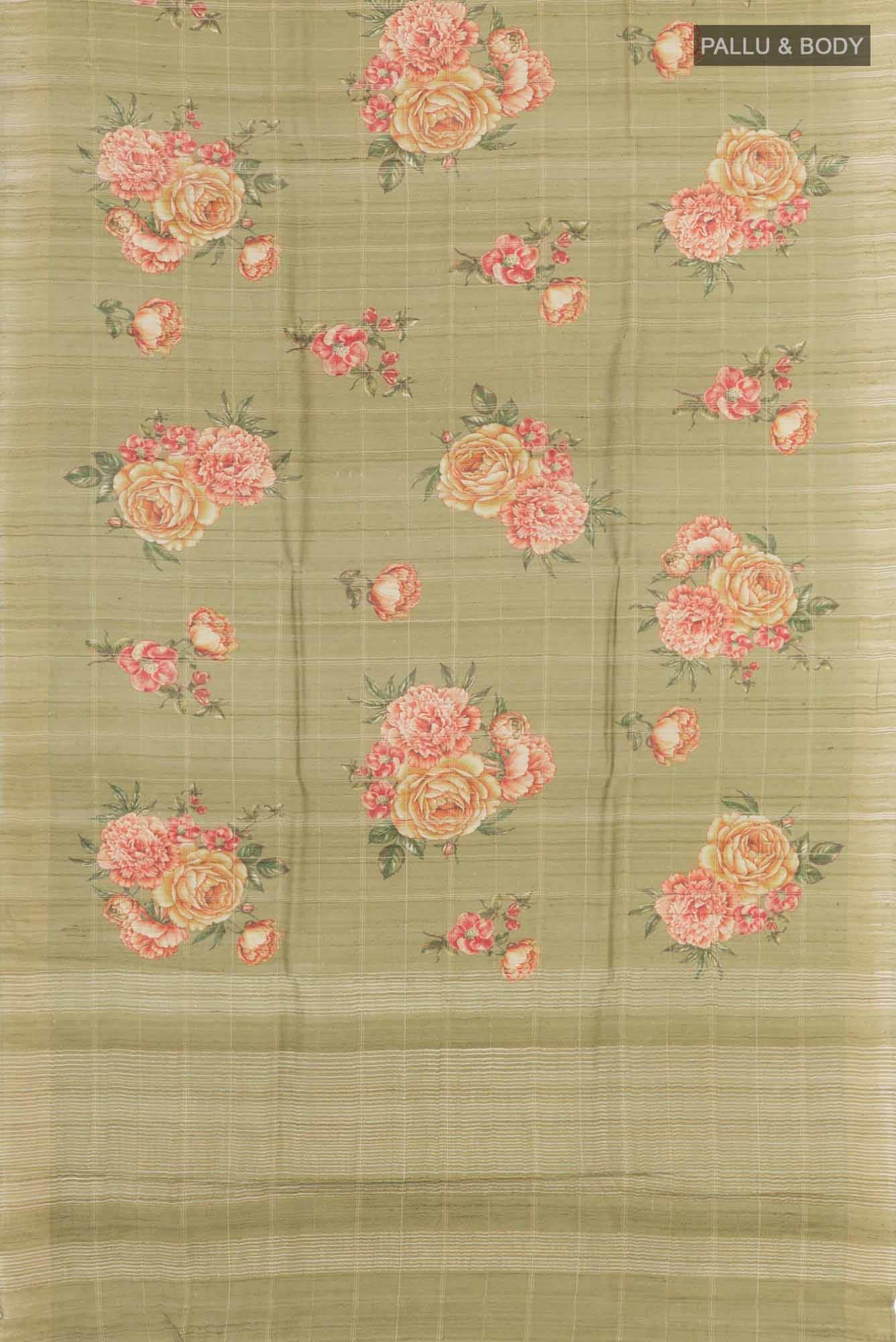 Mehandi Green Tussar Saree - Image 4