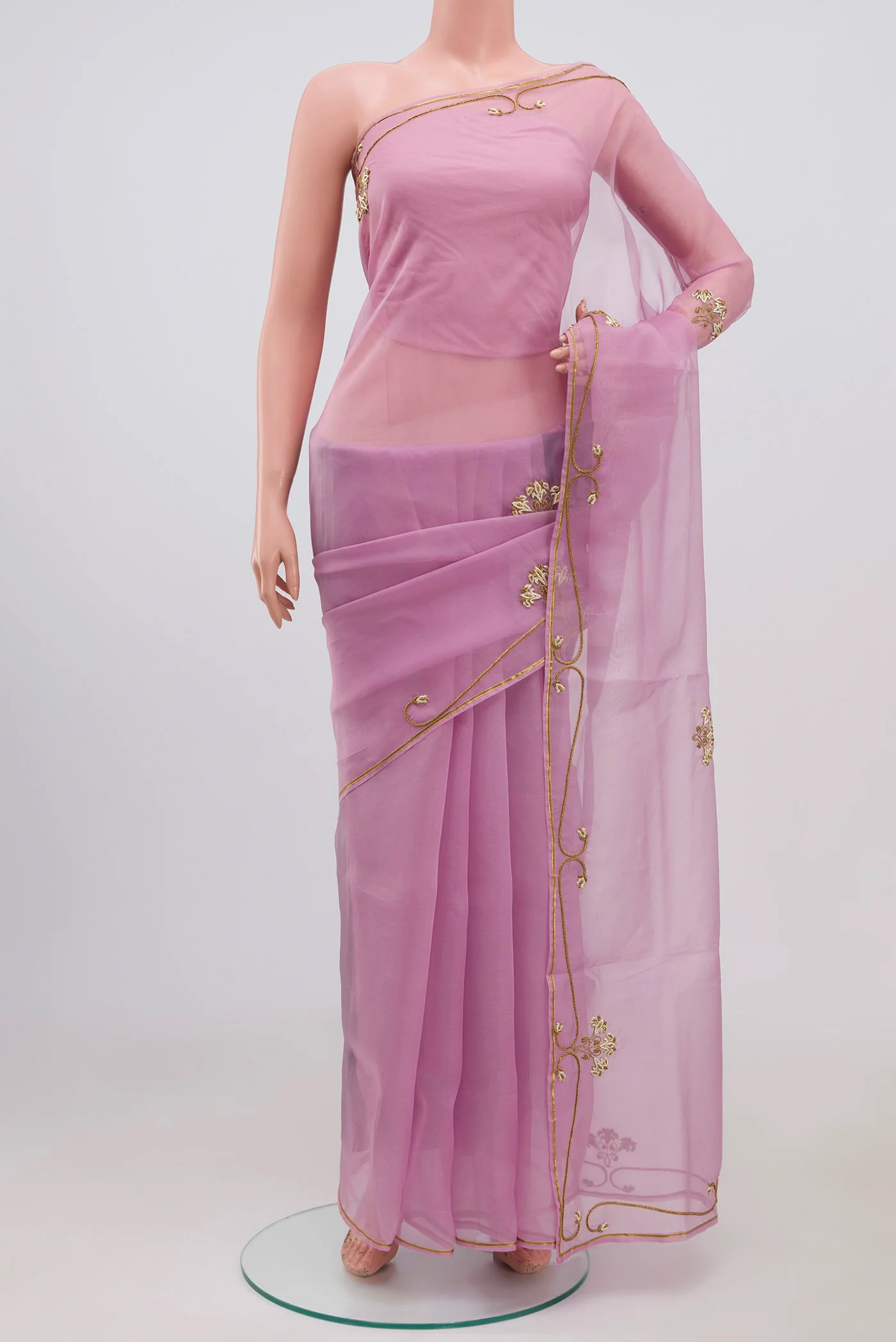 Meher- Baby Pink Organza Silk Saree - Image 2