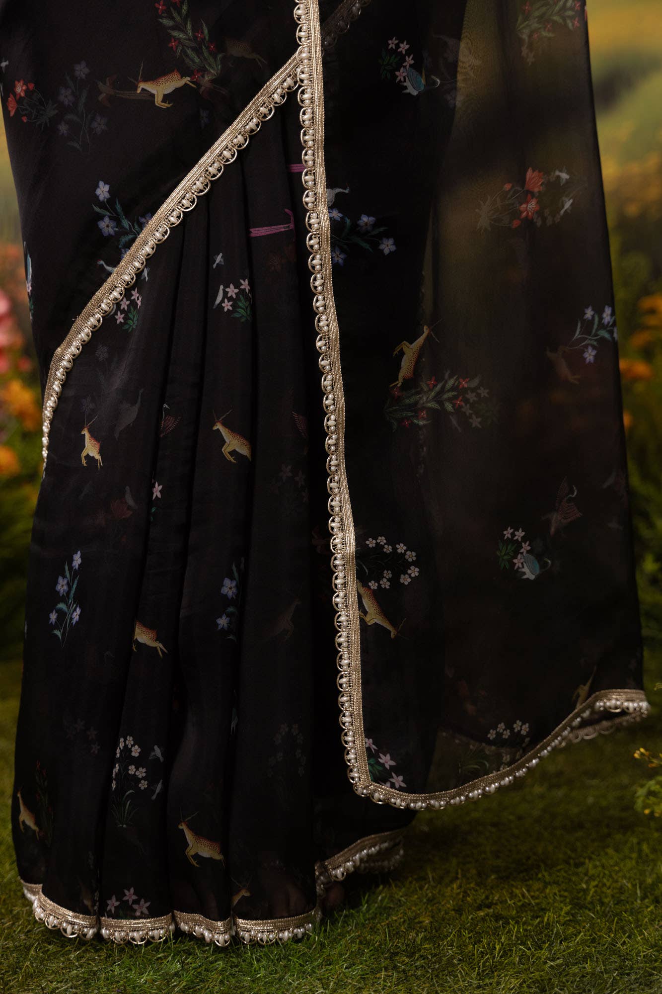 Midnight Lore-Black Pure Organza Silk Saree - Image 6