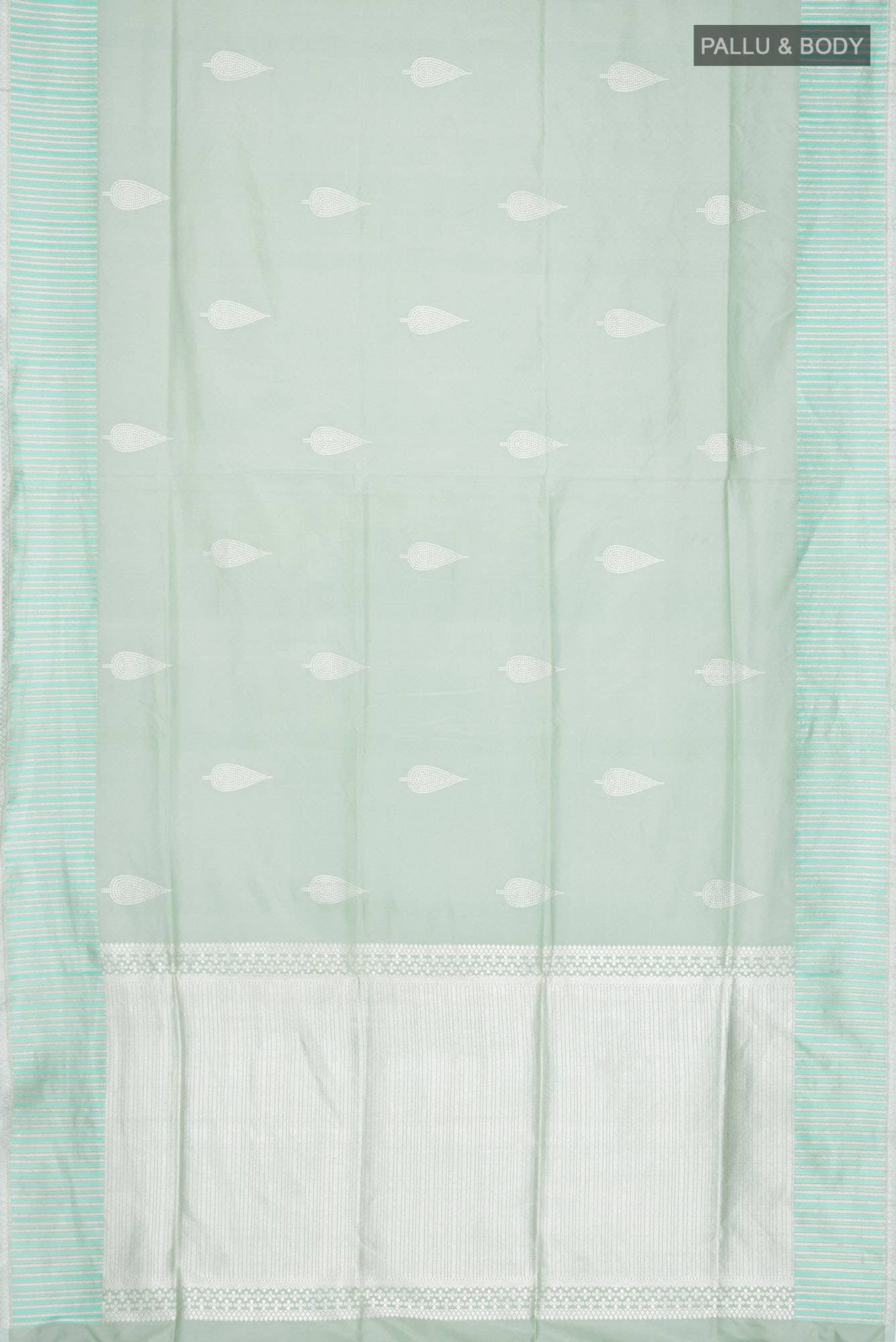 Mint Green Banarasi Silk Saree - Image 4