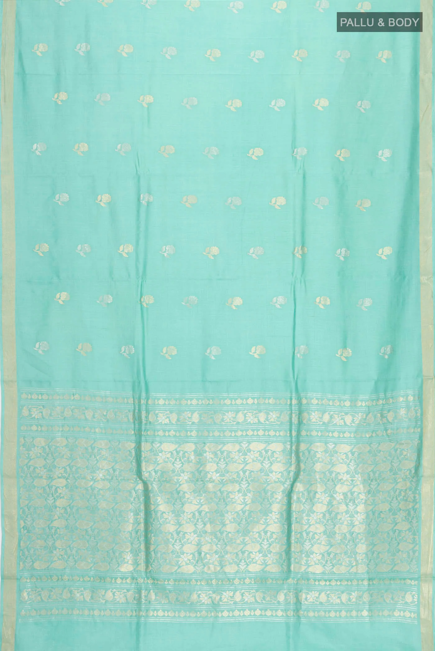 Mint Green Bhagalpuri Tussar Silk Saree - Image 5