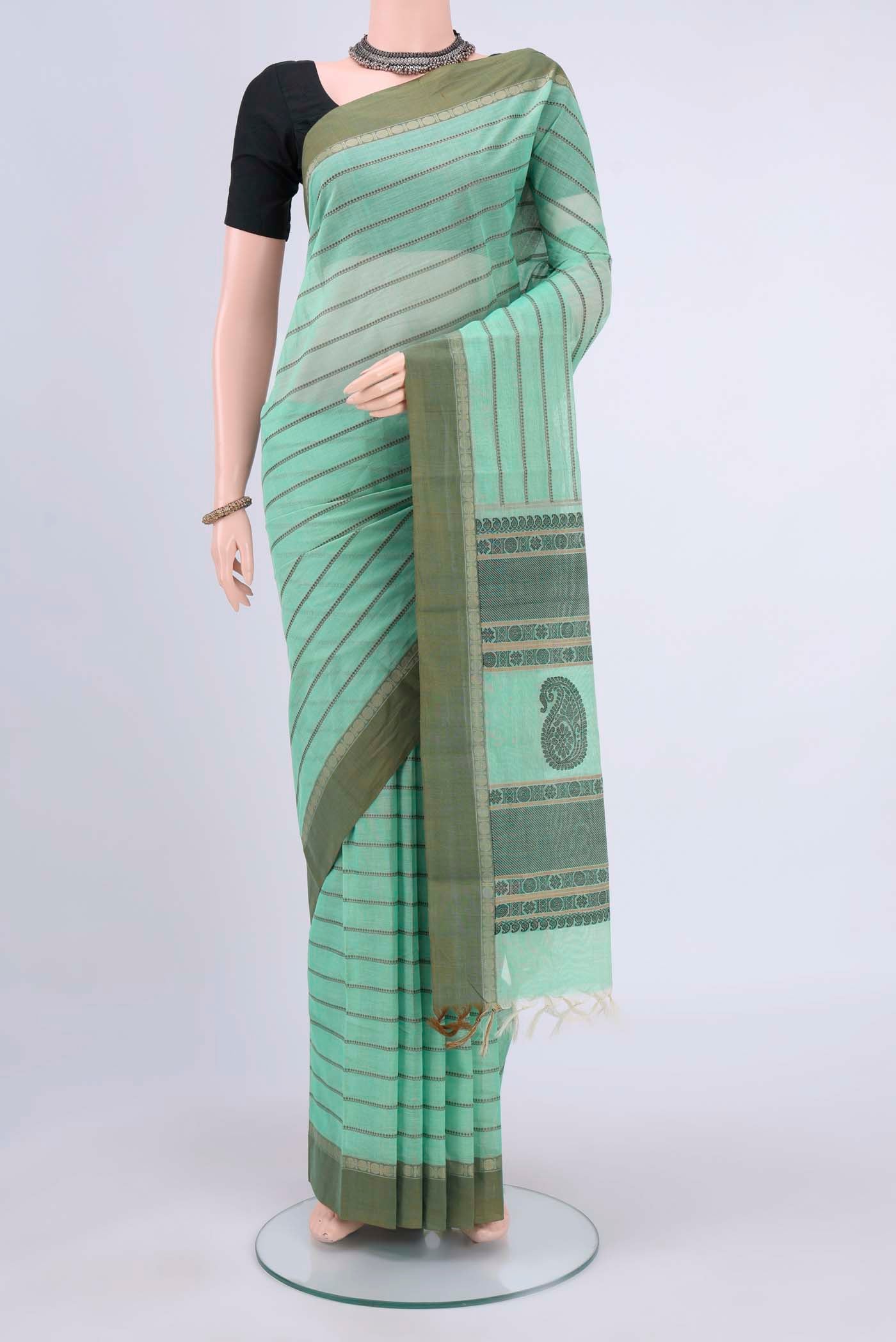 Mint Green Kanchi Cotton Saree