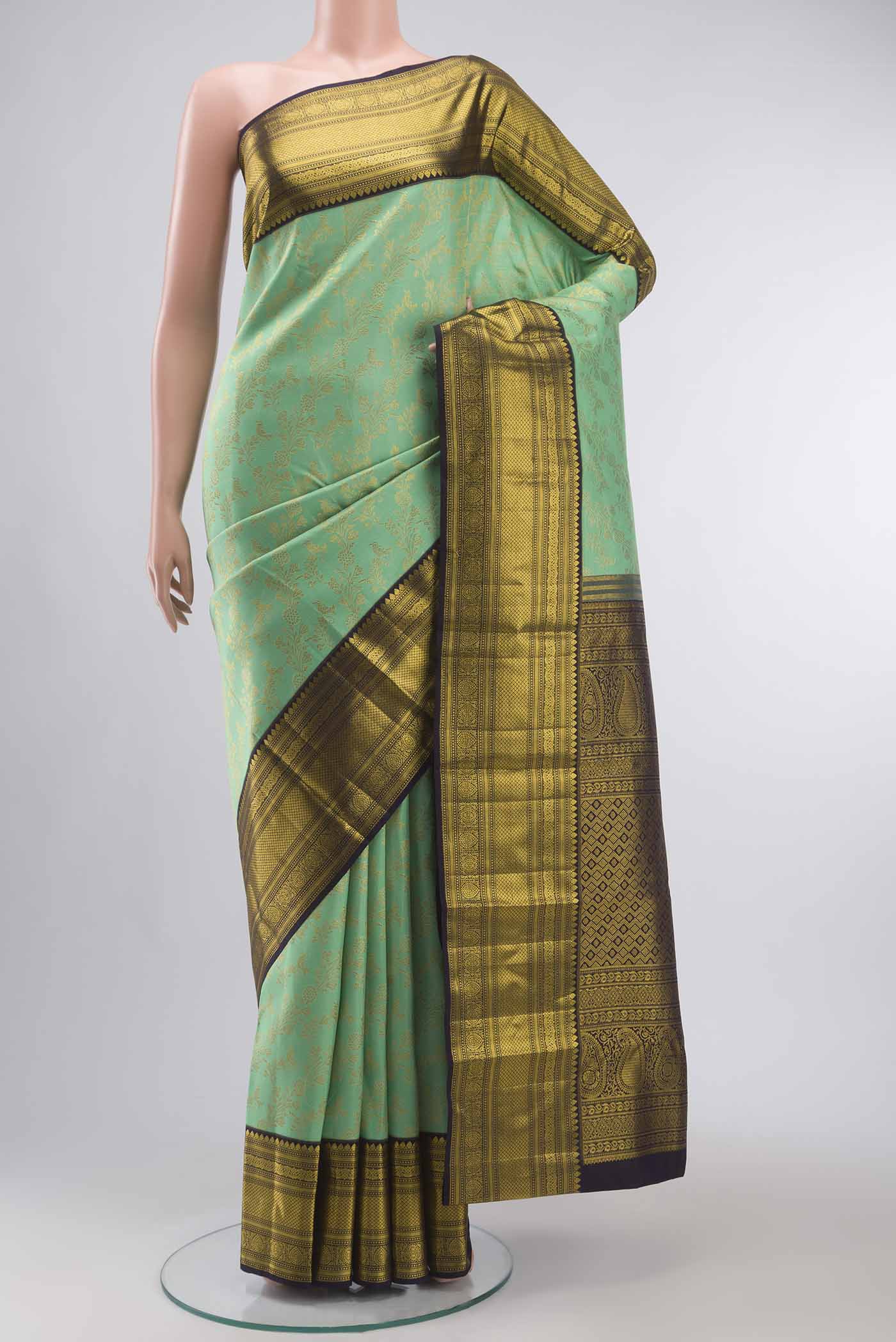 Mint Green Kanchipuram Silk Saree