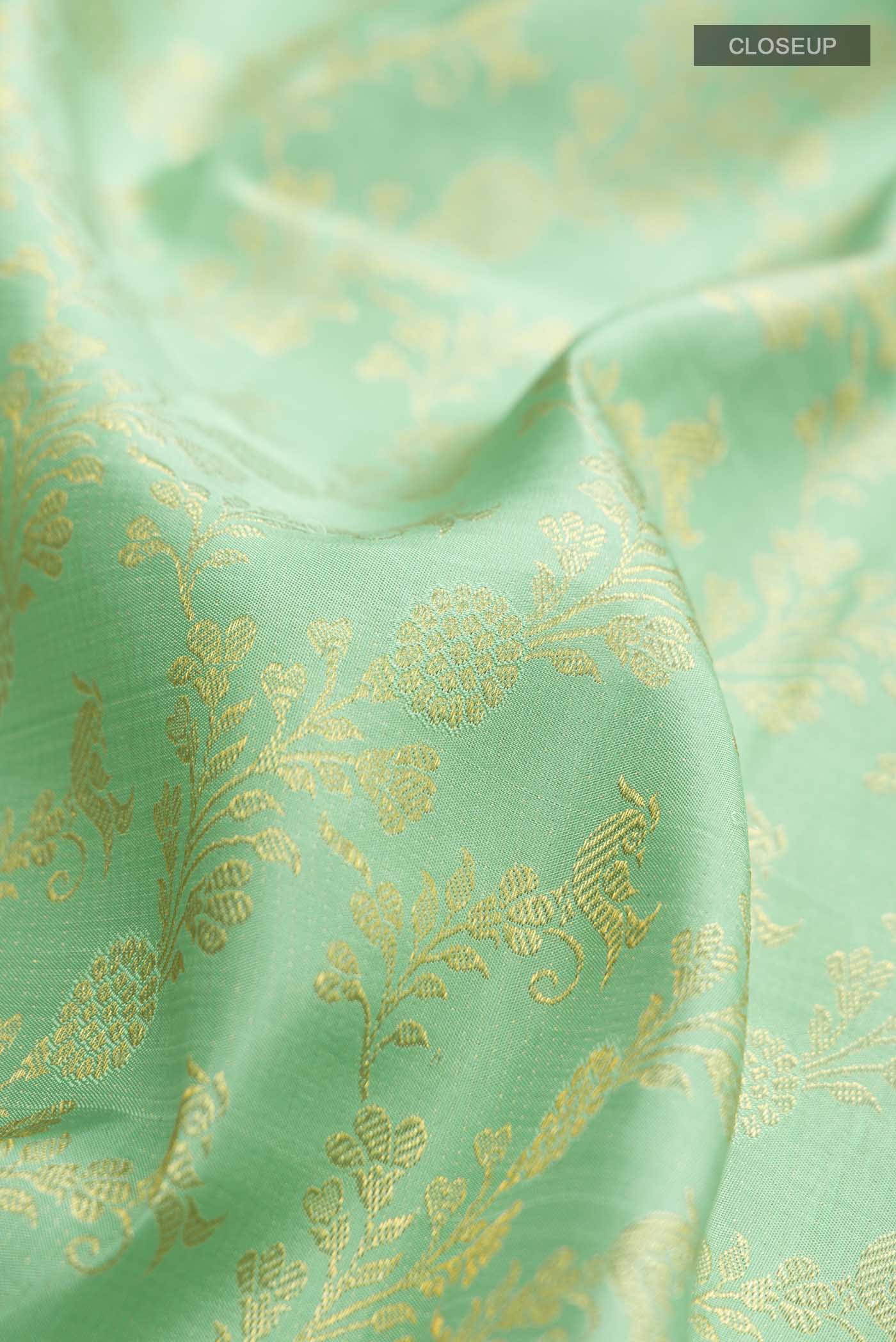 Mint Green Kanchipuram Silk Saree - Image 2