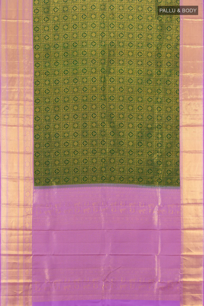 Bottle Green Kanchipuram Silk Saree - Image 5