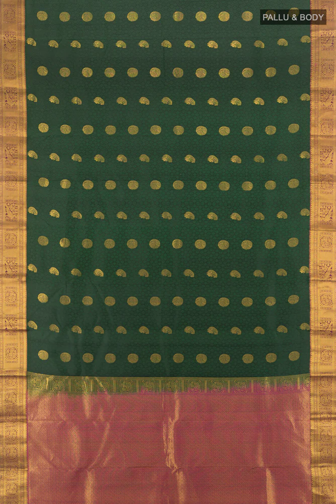 Bottle Green Kanchipuram Silk Saree - Image 5