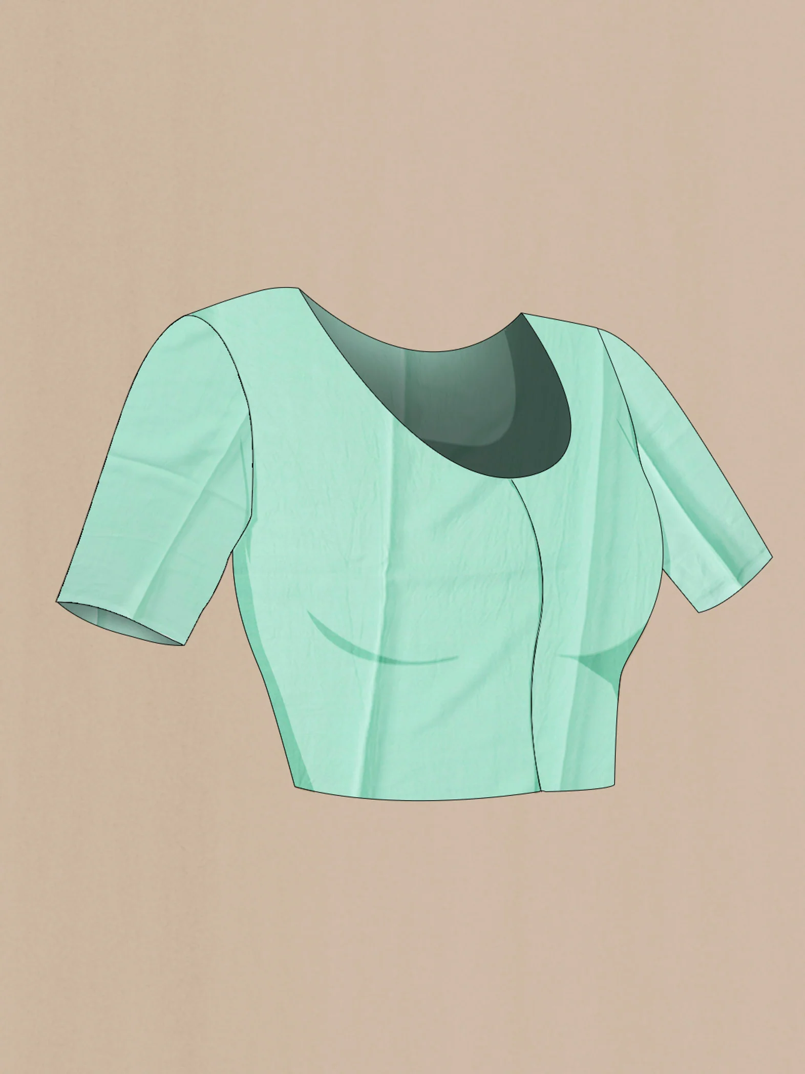 Mint Green Mysore Chiffon Saree - Image 4