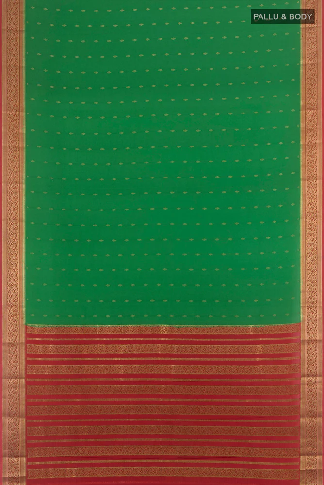 Green Mysore Crepe Saree - Image 5