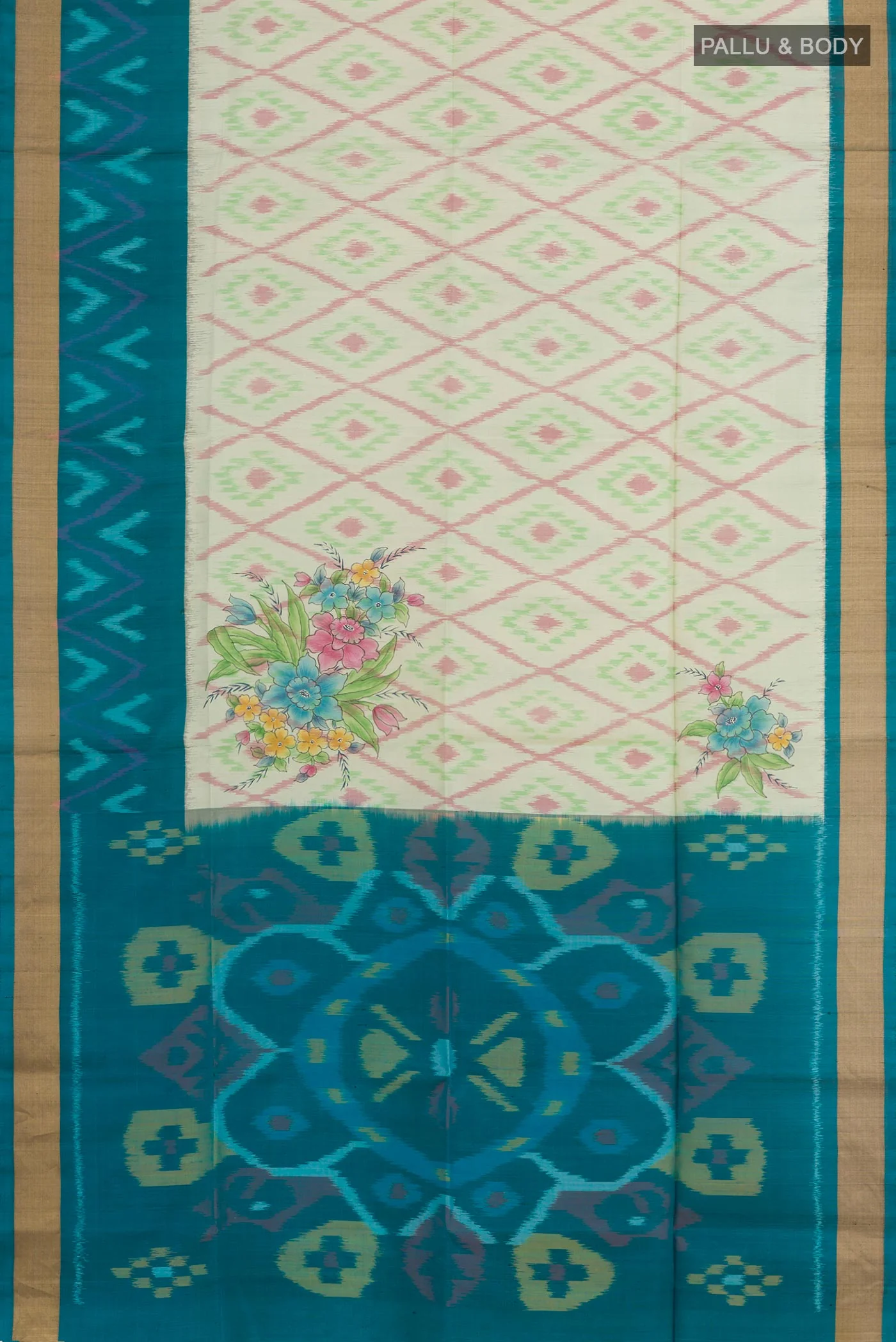 Mint Green Soft Silk Saree - Image 3