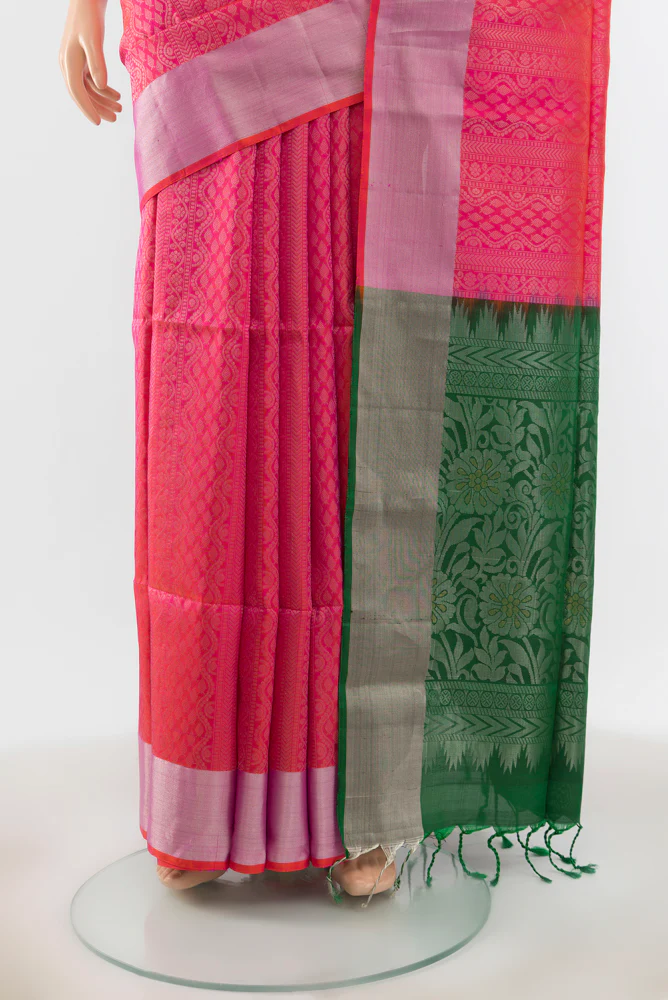 Pink Soft Silk Saree - Image 3