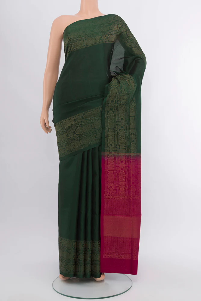 Bottle Green Soft Silk Saree