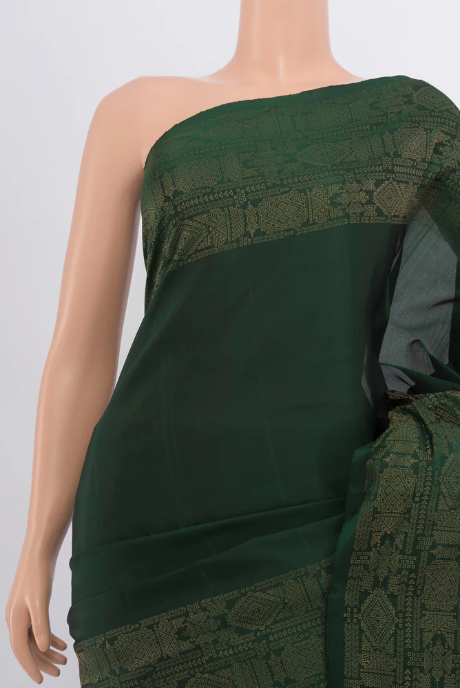 Bottle Green Soft Silk Saree - Image 2