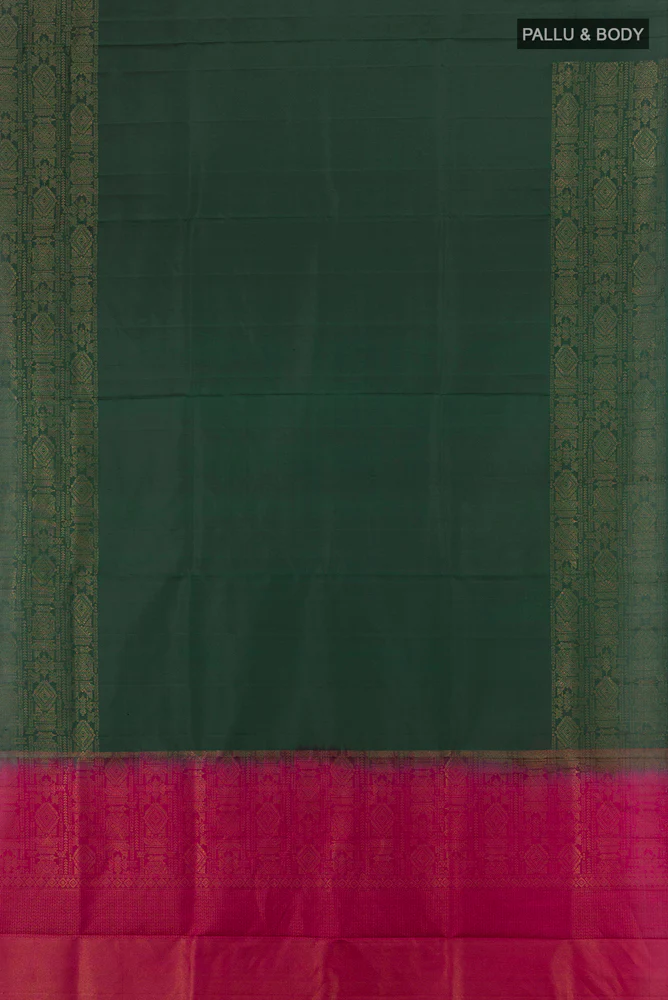 Bottle Green Soft Silk Saree - Image 5
