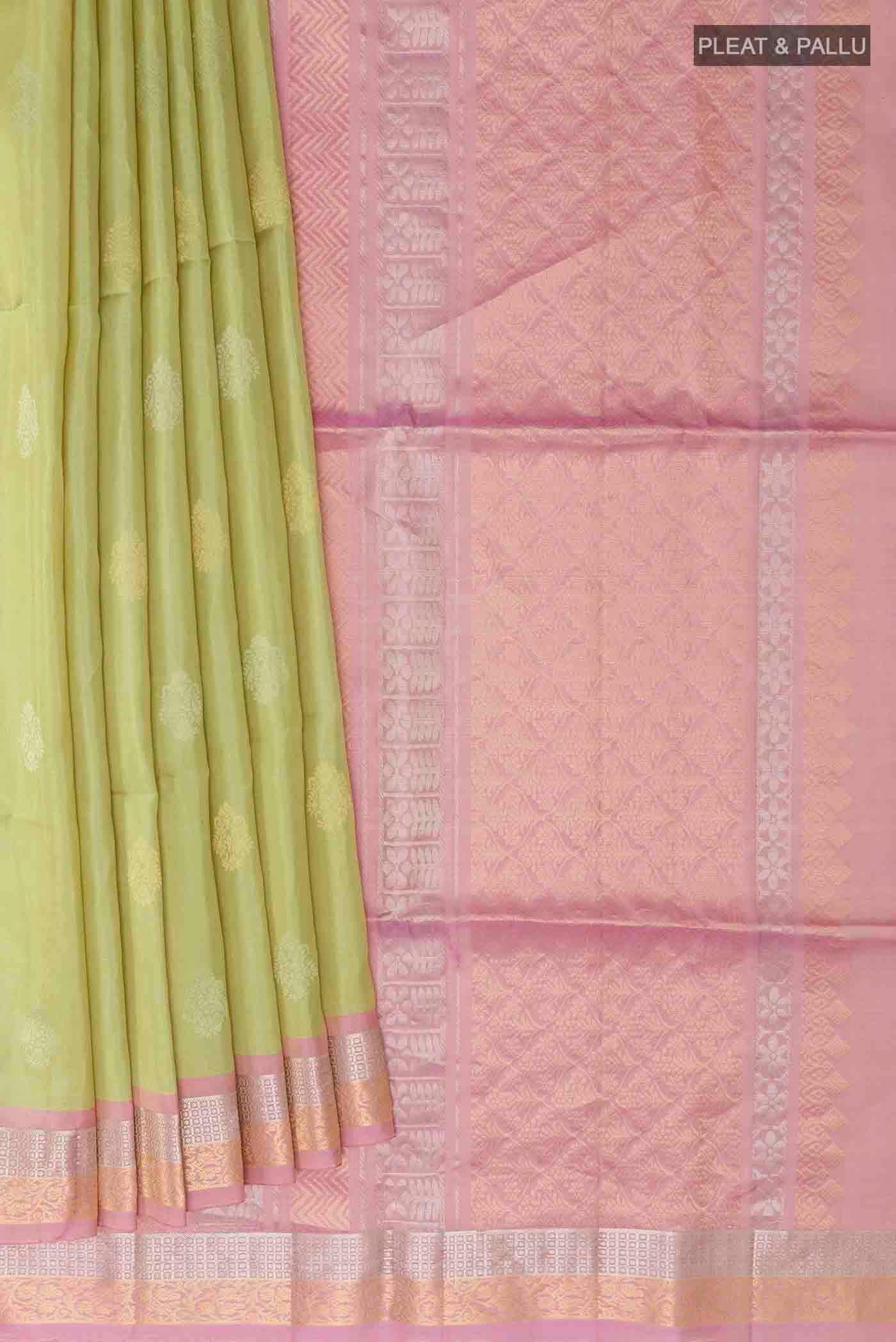 Mint Green Soft Silk Saree - Image 4