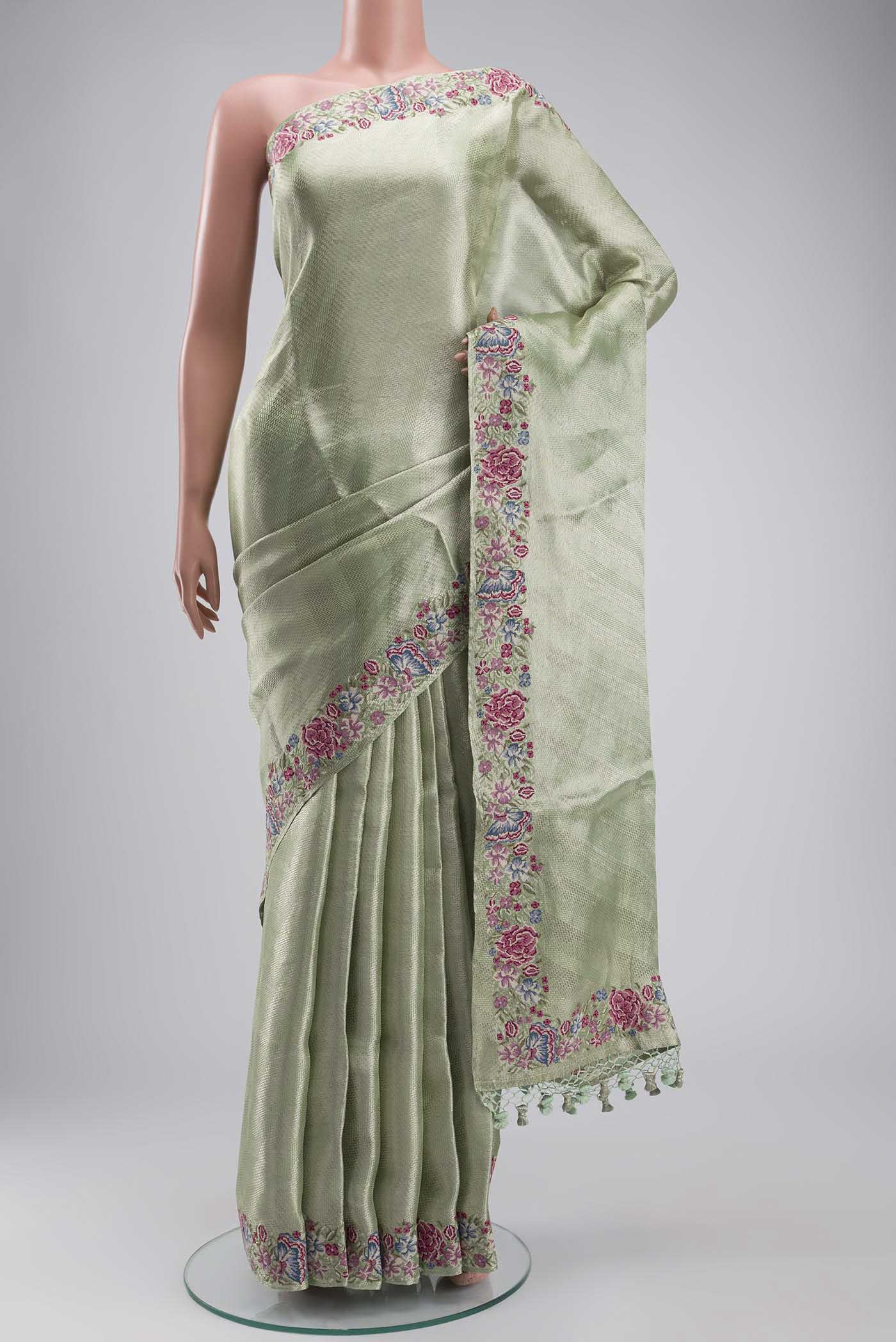 Mint Green Tissue Silk Saree