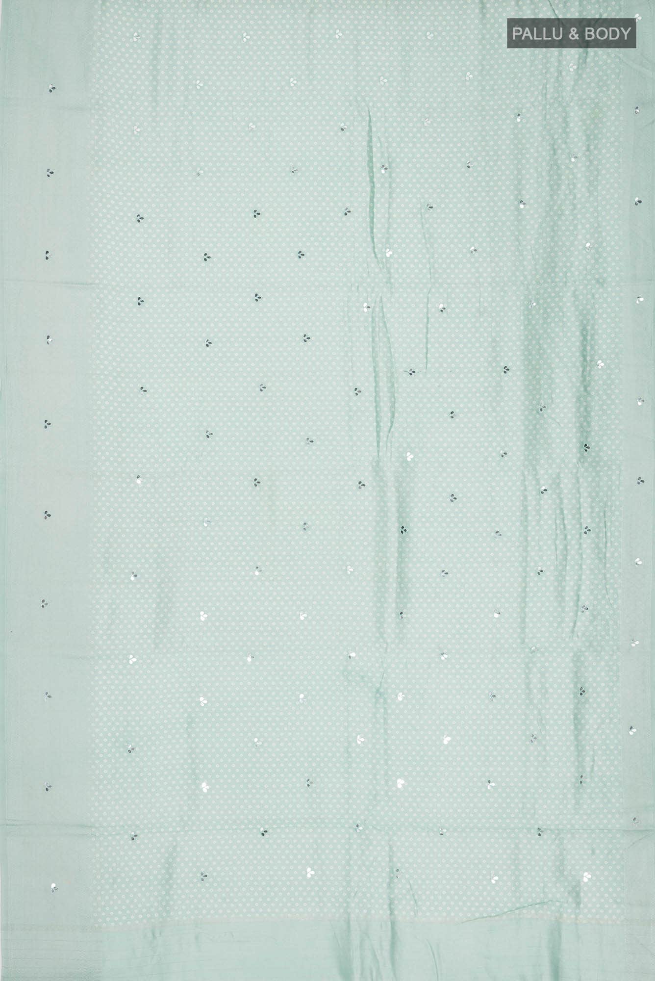 Mint Green Tussar Silk Saree - Image 3