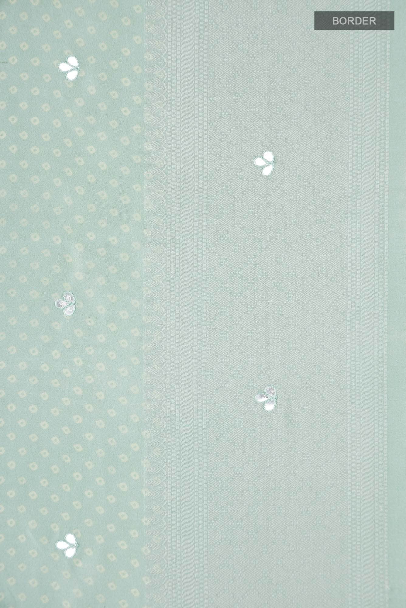 Mint Green Tussar Silk Saree - Image 4