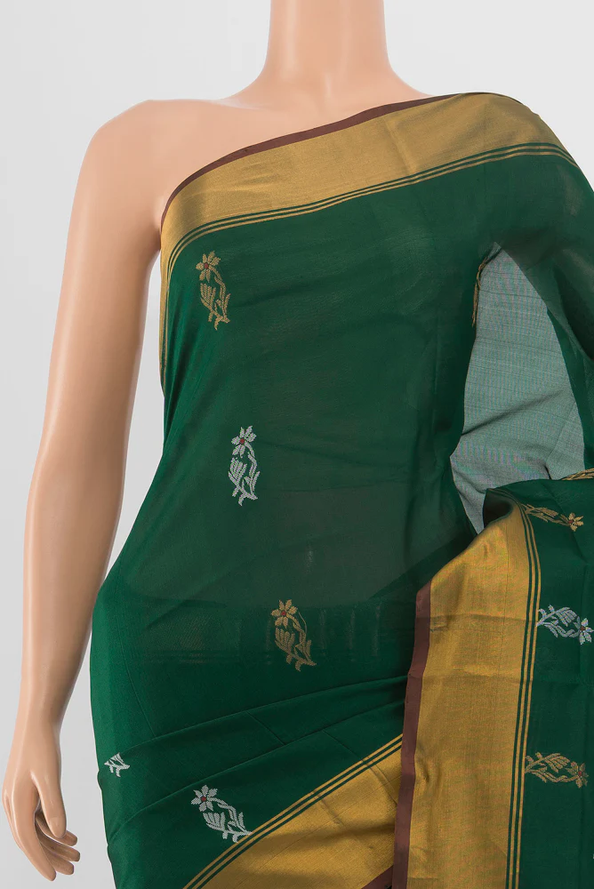 Bottle Green Uppada Silk Saree - Image 2