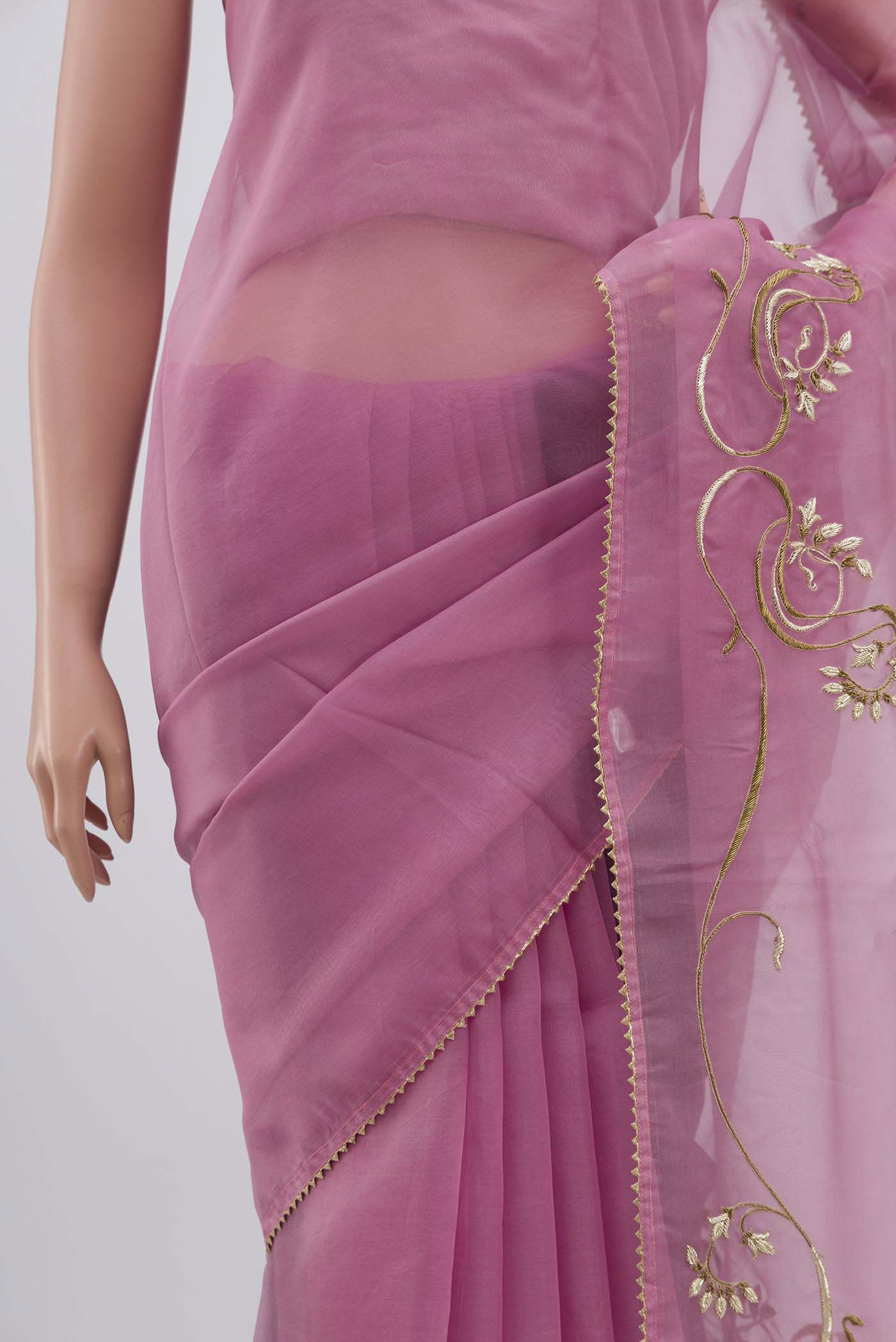 Mira-Baby pink Organza Silk Saree - Image 4