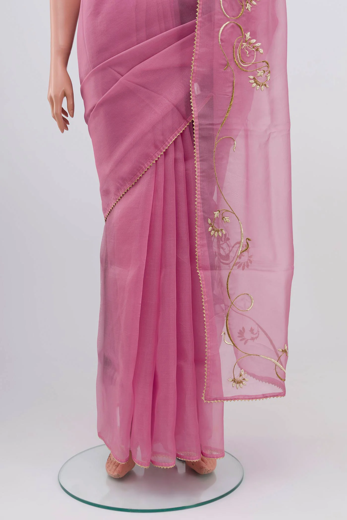 Mira-Baby pink Organza Silk Saree - Image 5