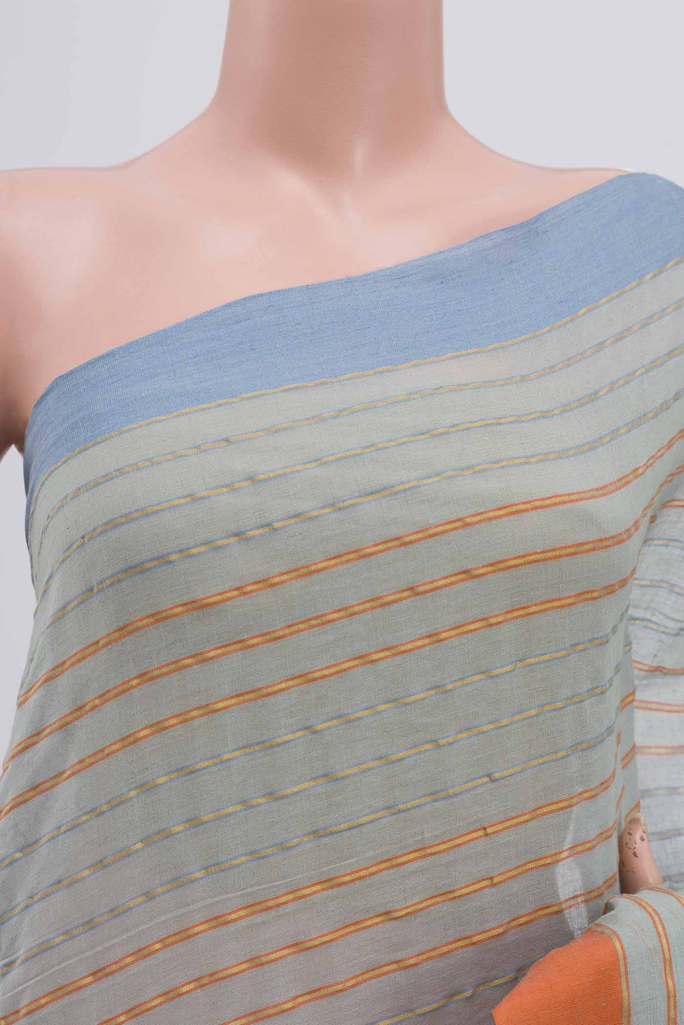 Mishri-Light Blue Cotton Saree - Image 3