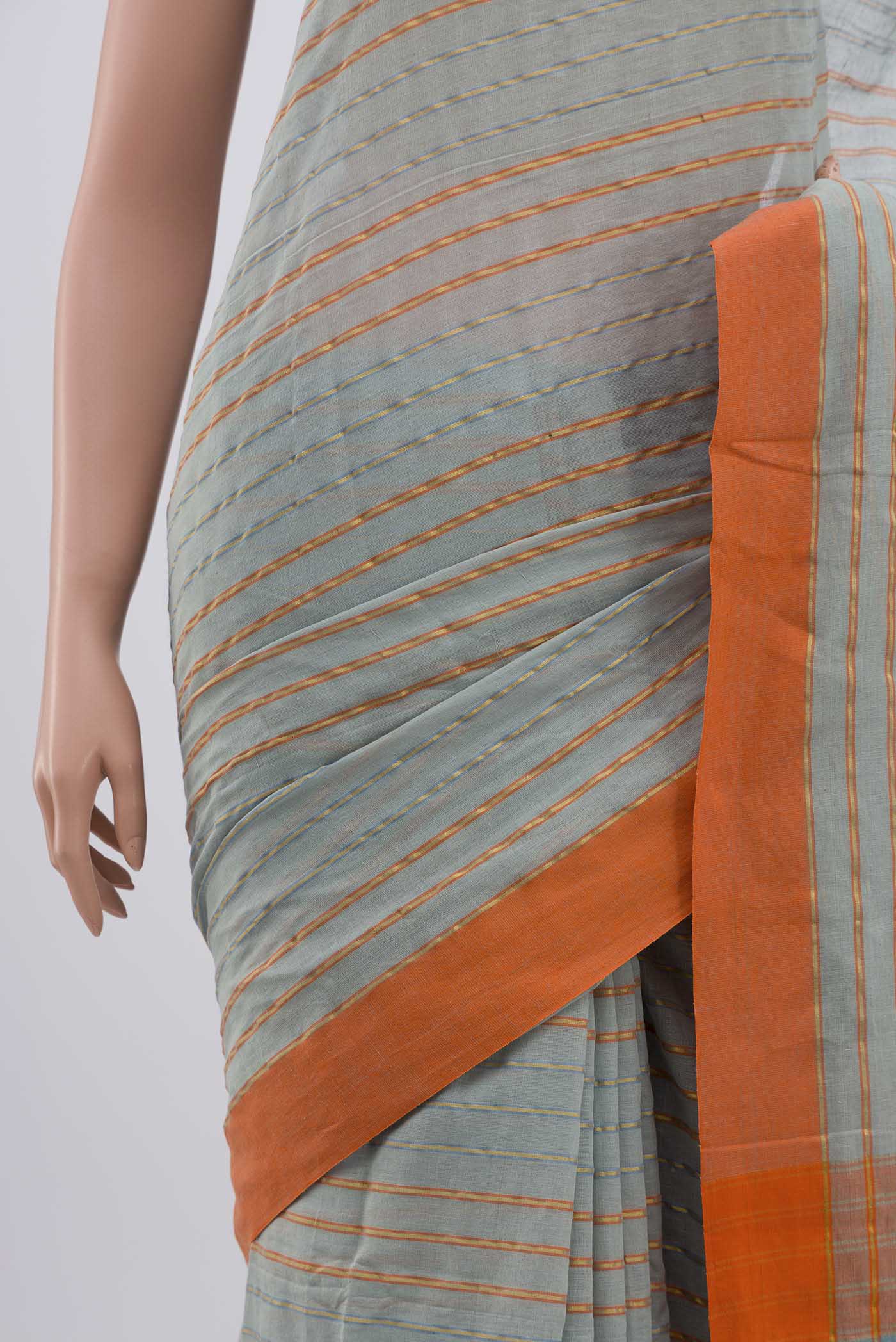 Mishri-Light Blue Cotton Saree - Image 4