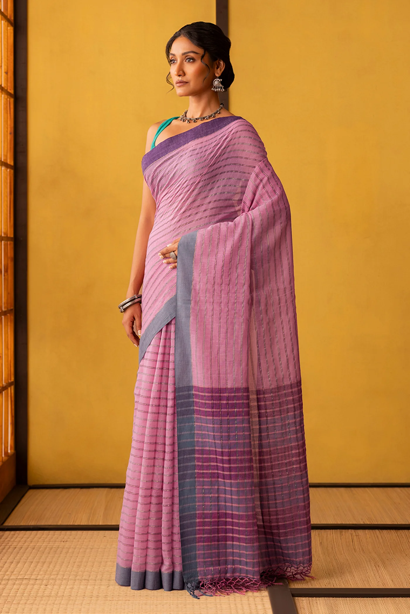 Mishri-Light Pink Cotton Saree - Image 3