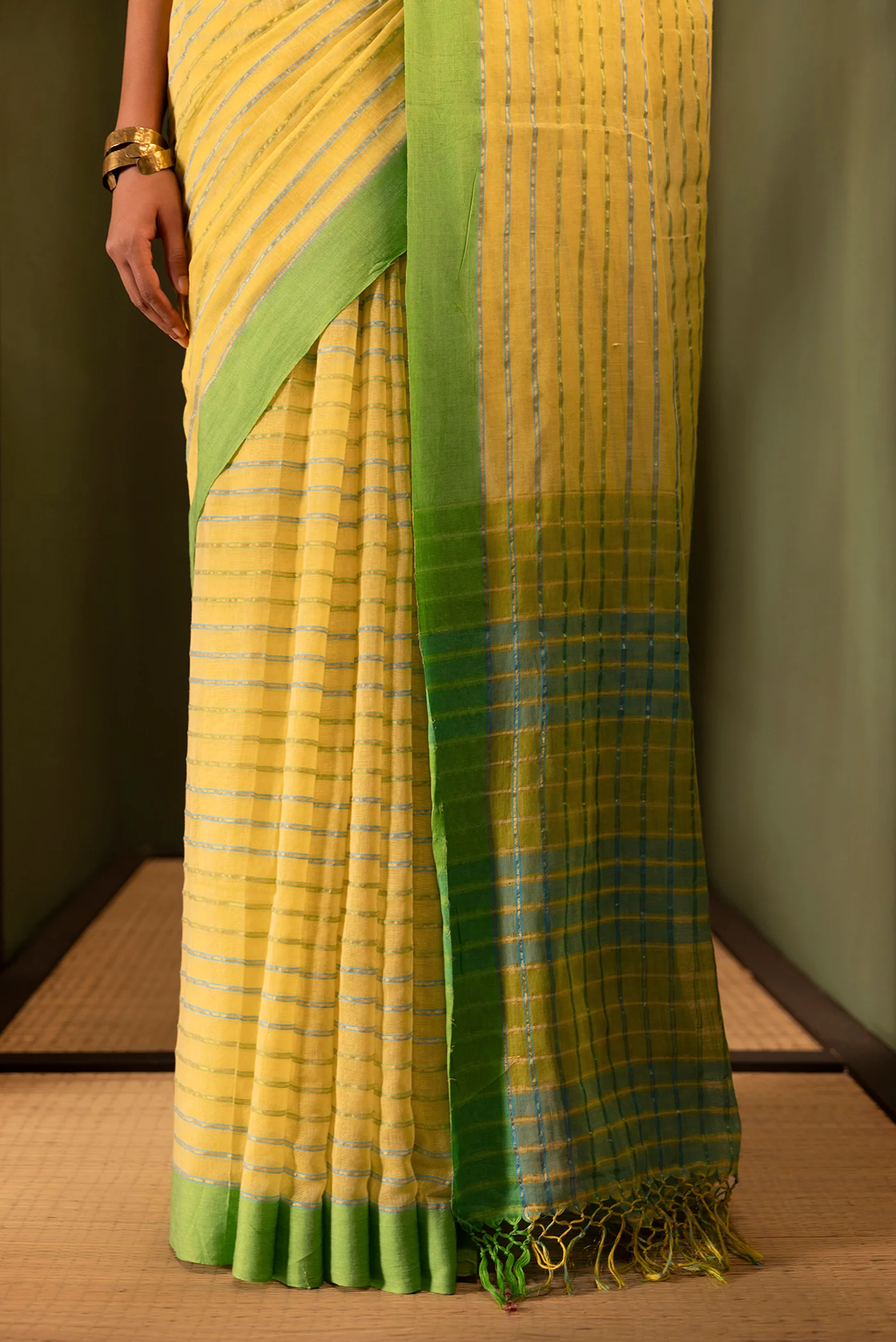 Mishri-Yellow Cotton Saree - Image 4