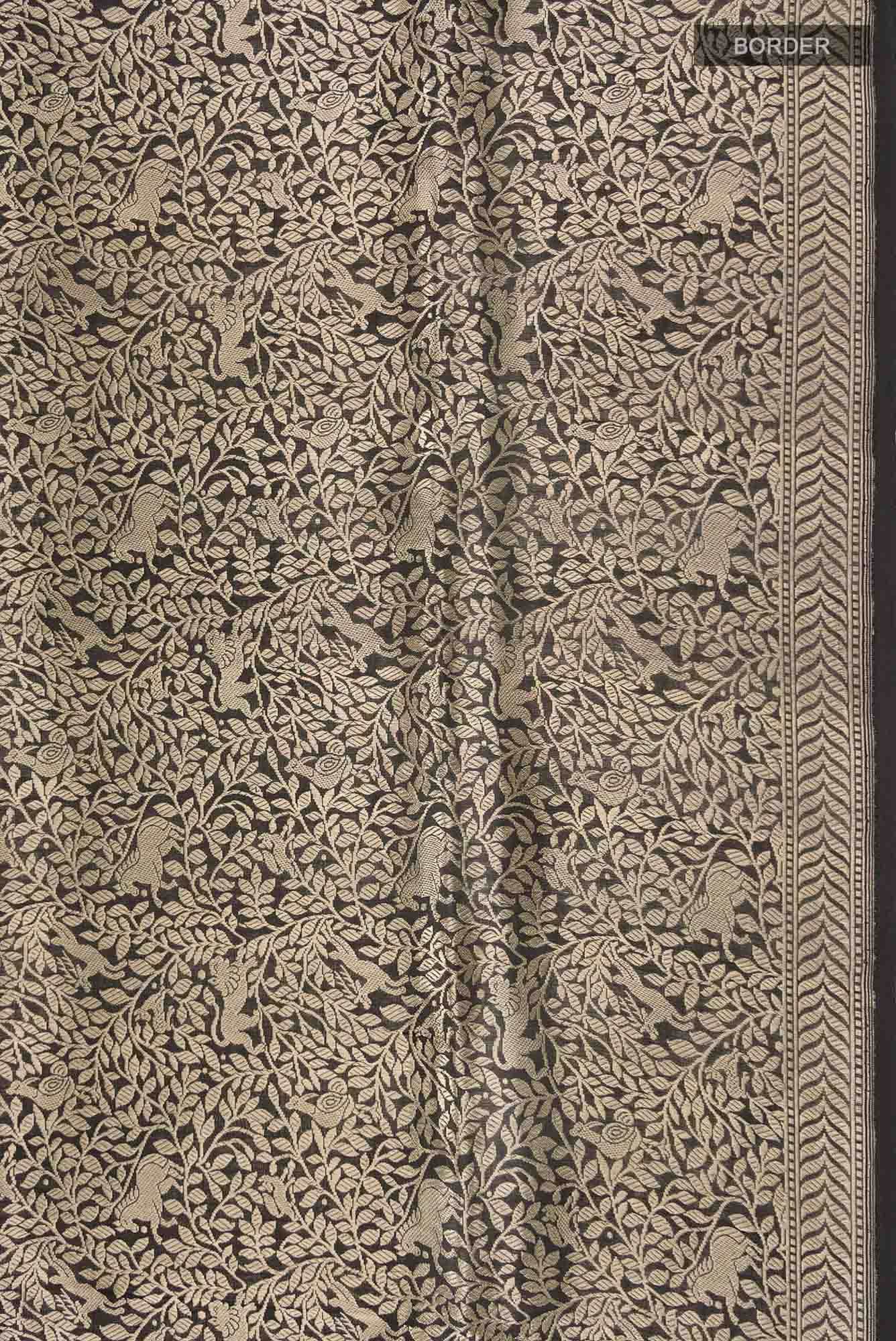 Mogli's World-Black Banarasi Silk Saree - Image 10