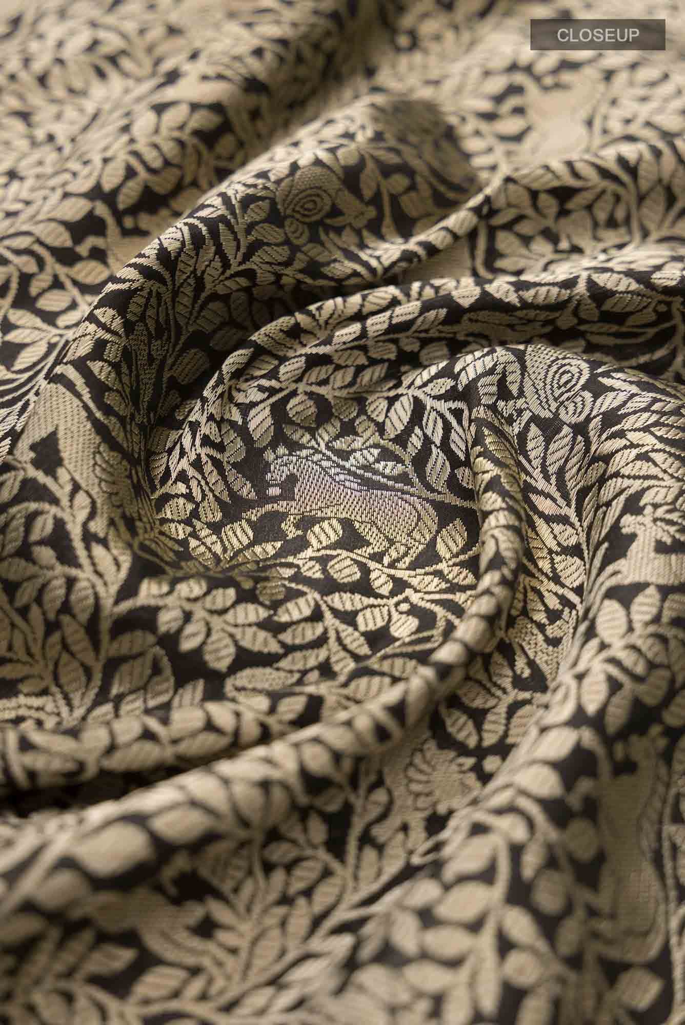 Mogli's World-Black Banarasi Silk Saree - Image 5