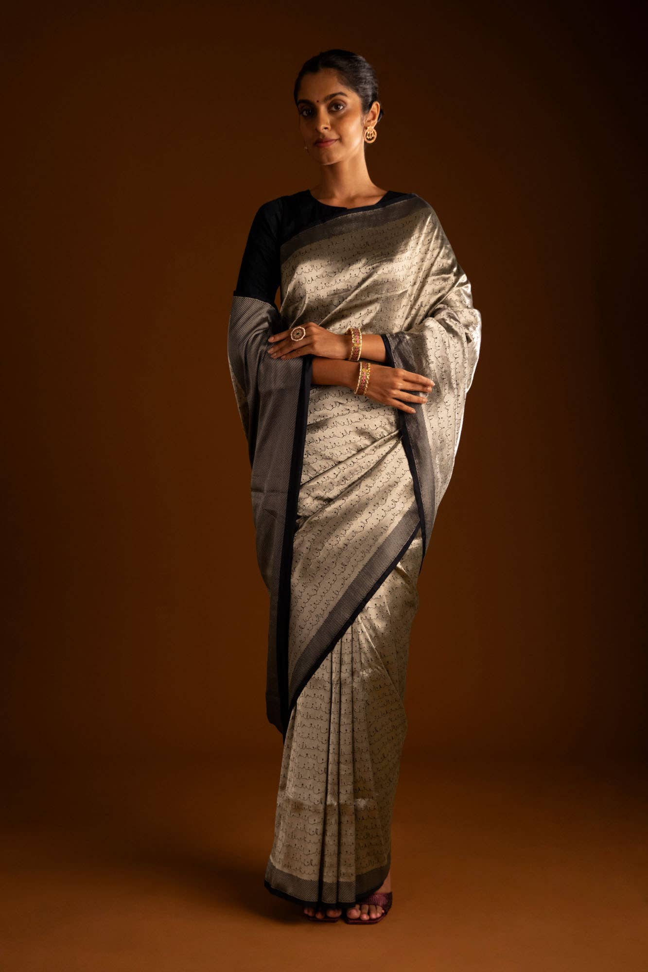 Molten-Black Banarasi Silk Saree - Image 3