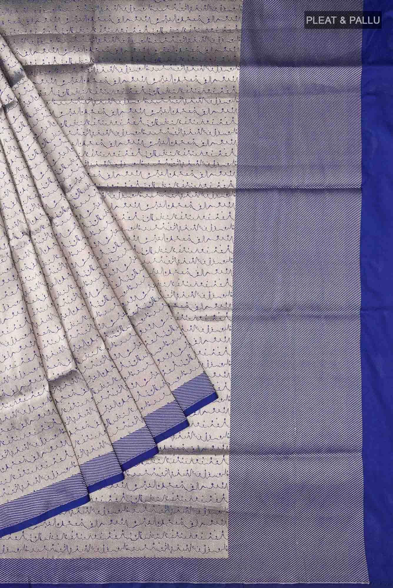 Molten-Blue Banarasi Silk Saree - Image 7