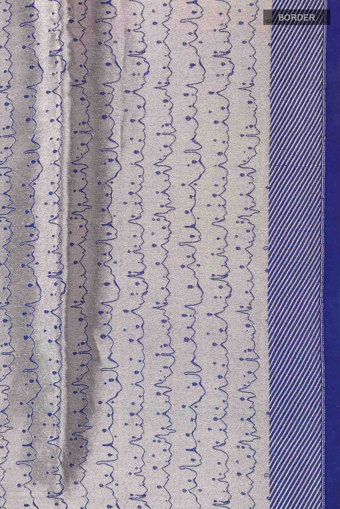 Molten-Blue Banarasi Silk Saree - Image 8