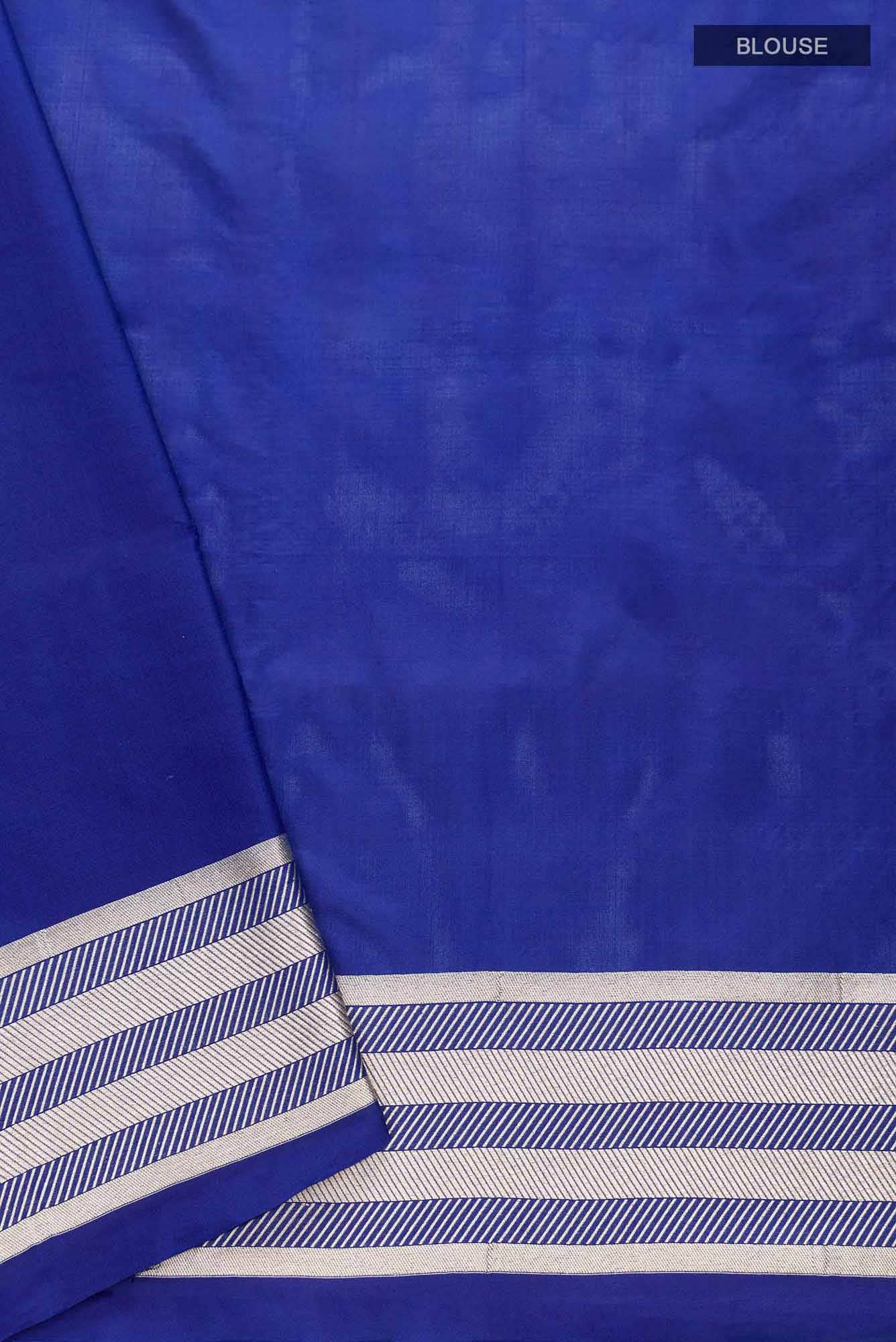 Molten-Blue Banarasi Silk Saree - Image 9