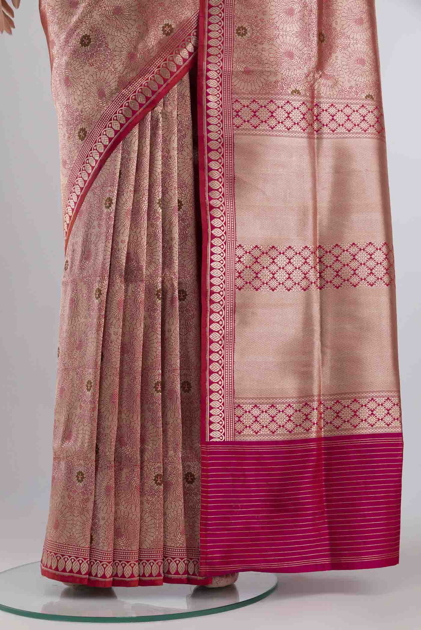 Mor-Red Banarasi Silk Saree - Image 6