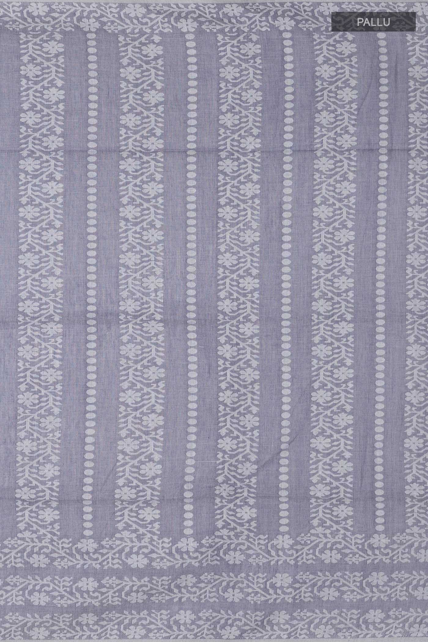 Mrinal-Greyish Blue Bengal Cotton Saree - Image 11