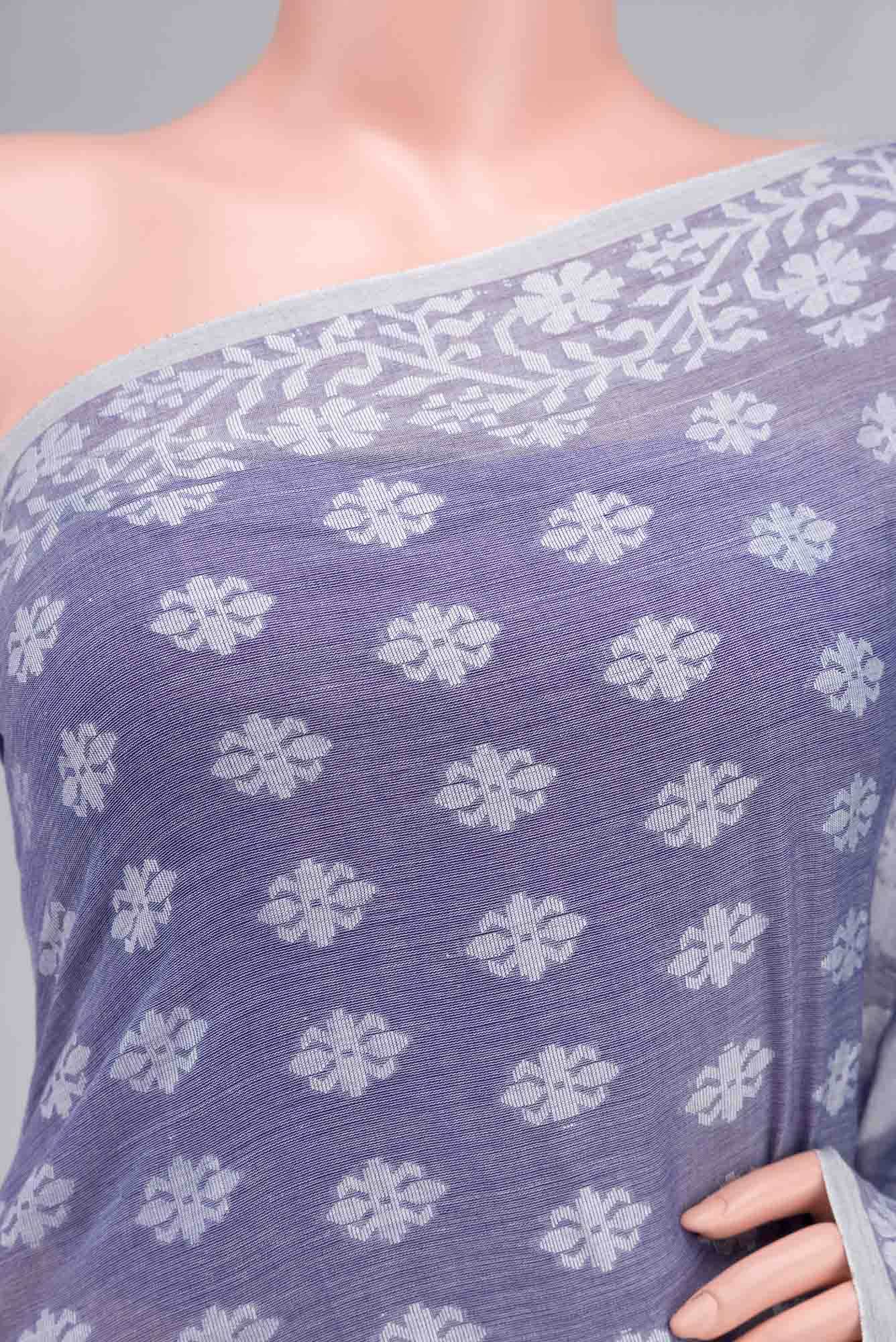 Mrinal-Heather Purple Bengal Cotton saree - Image 2