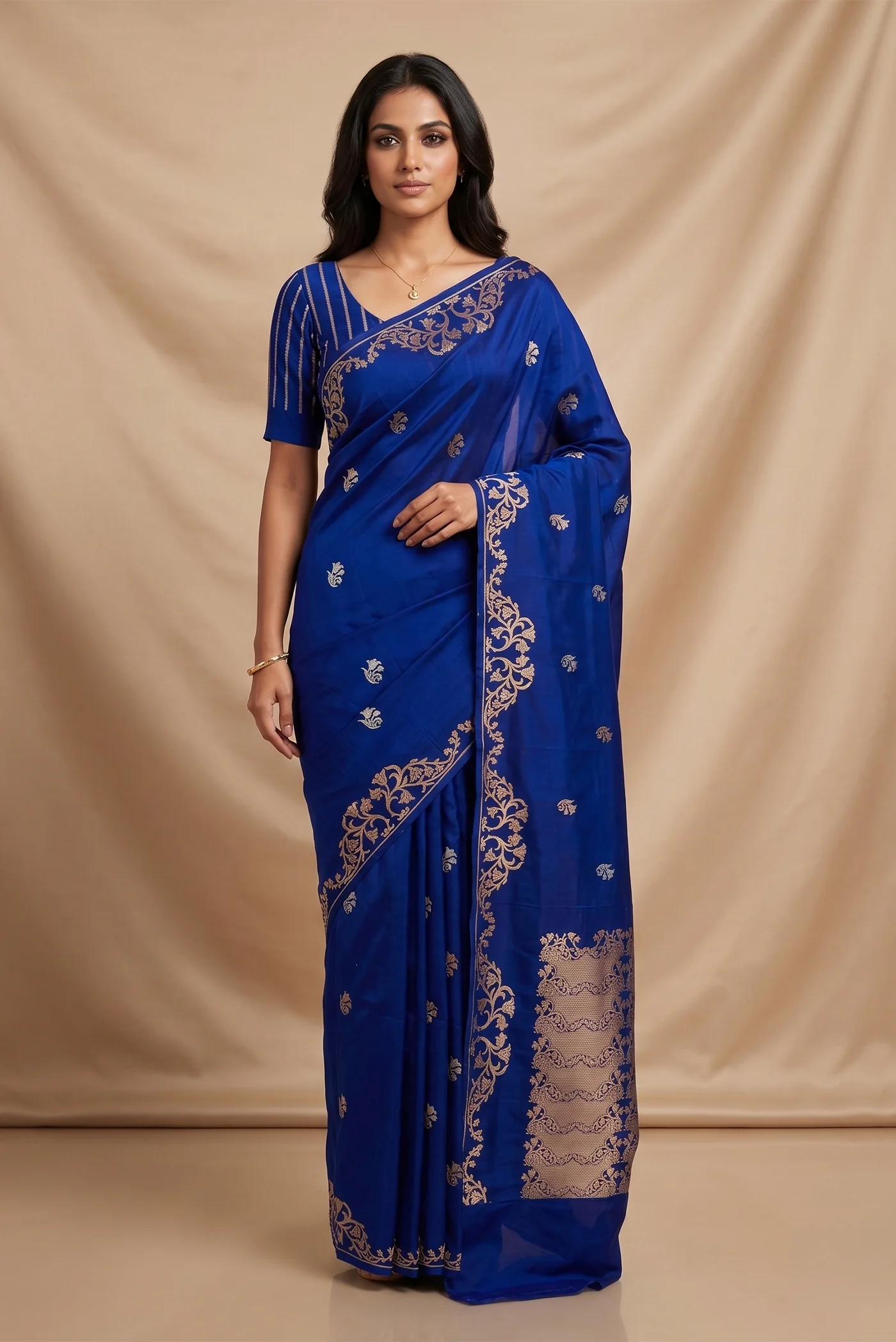 Mrunali-Blue Banarasi Katan Silk Saree