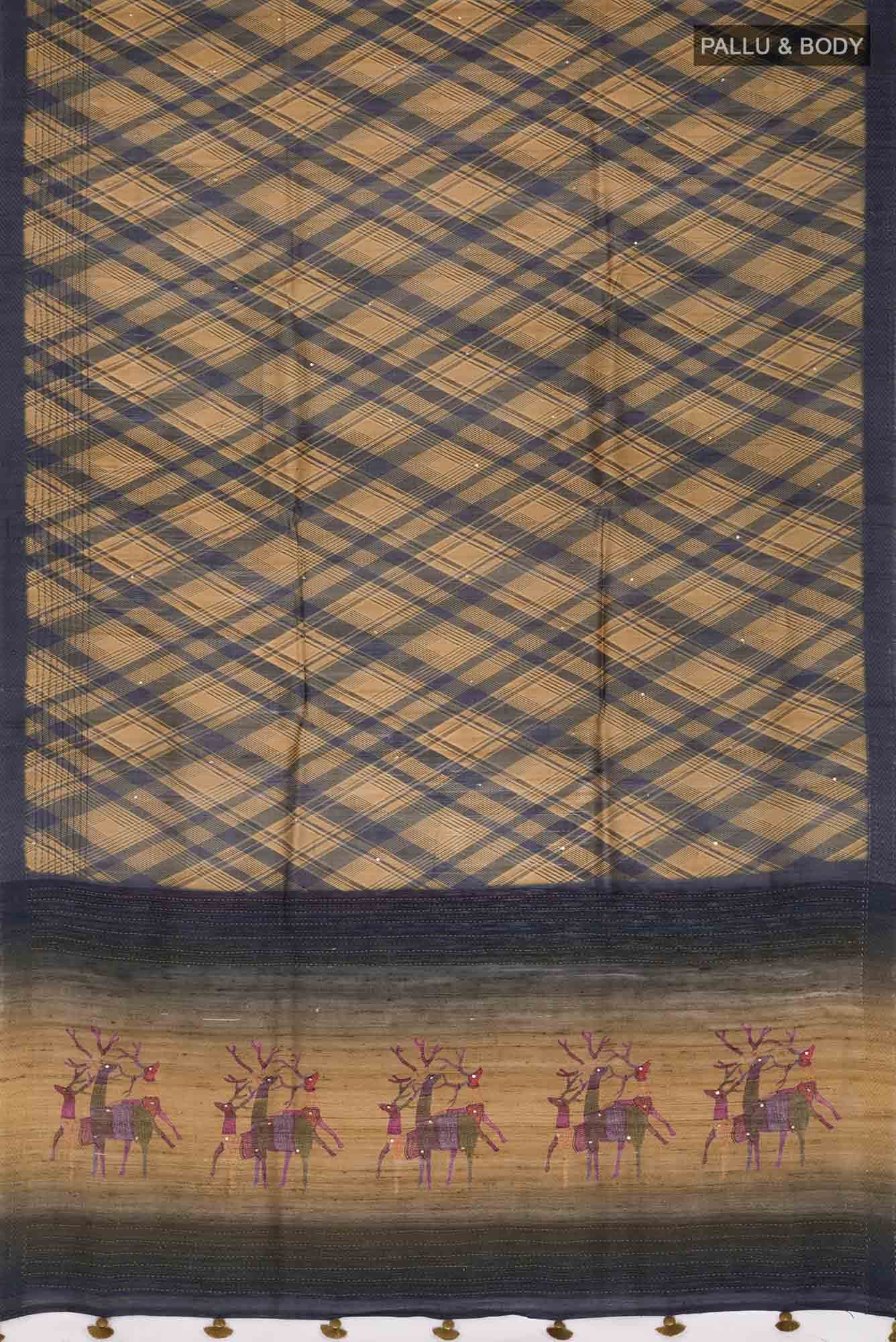 Multi Bhagalpuri Tussar Silk Saree - Image 3
