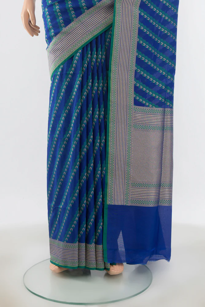 Royal Blue Banarasi Silk Saree - Image 3