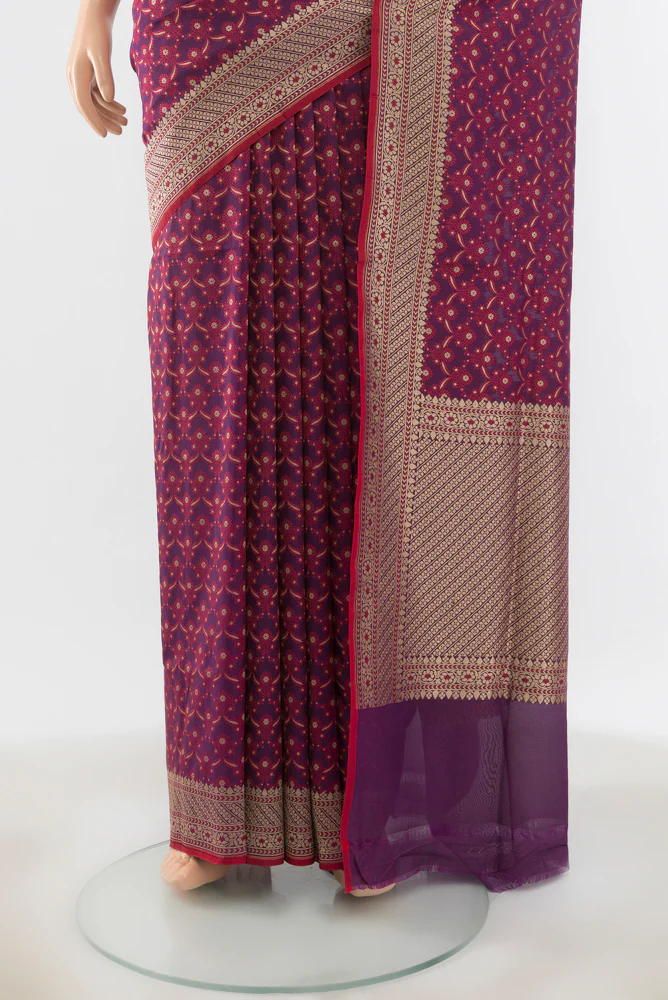 Purple Banarasi Silk Saree - Image 3