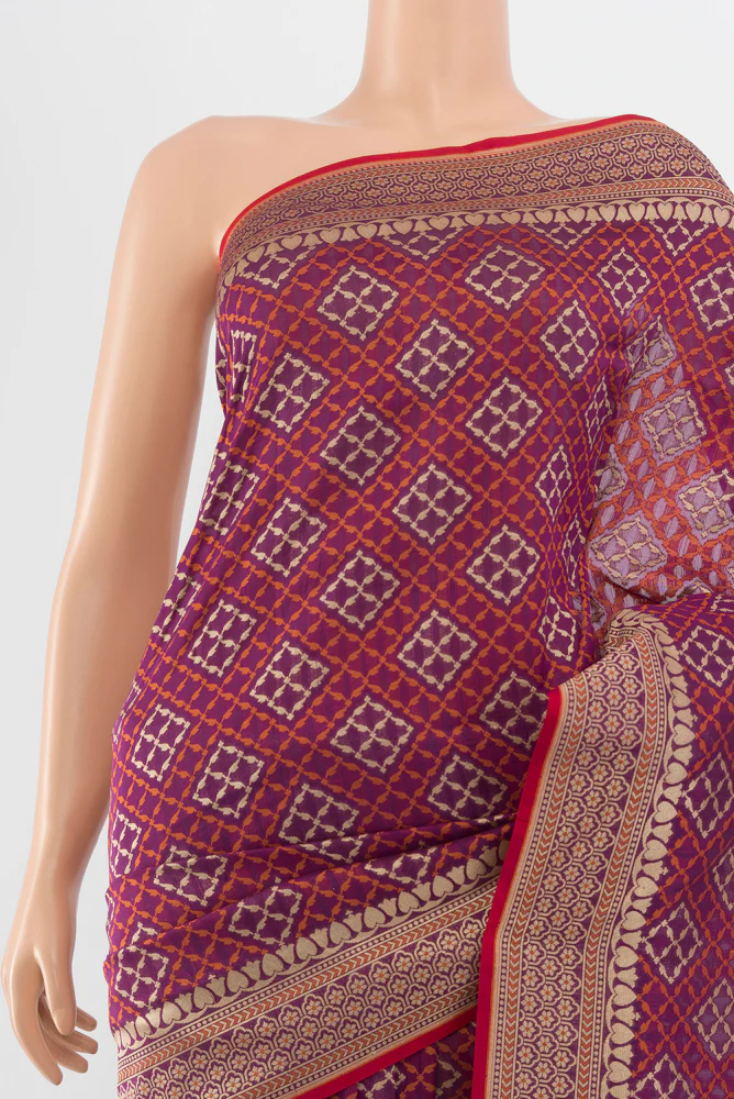 Purple Banarasi Silk Saree - Image 2