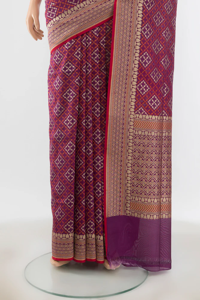 Purple Banarasi Silk Saree - Image 3