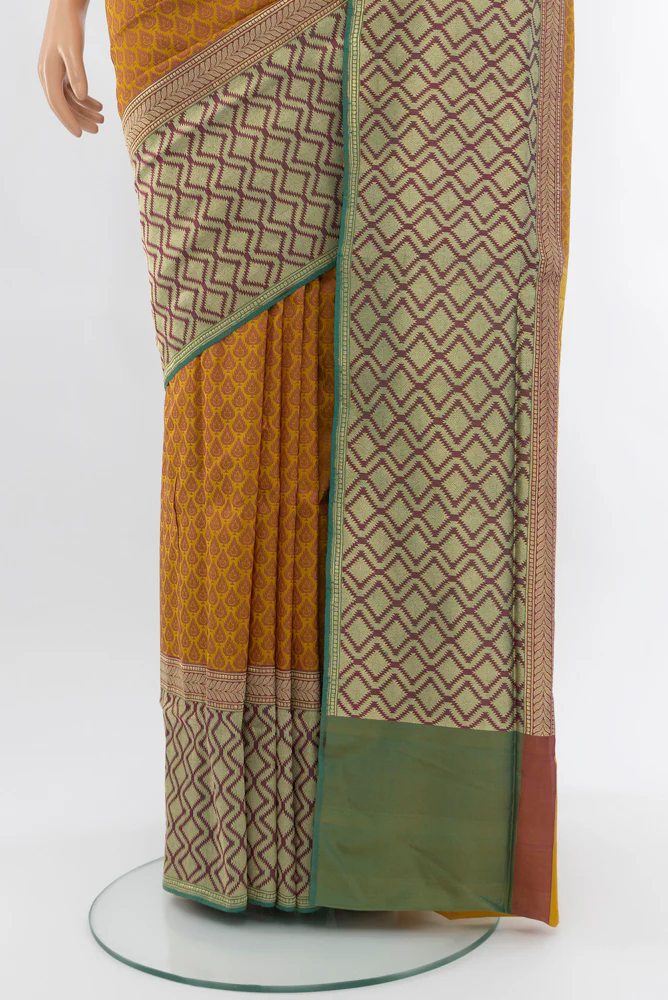 Yellow Banarasi Silk Saree - Image 3