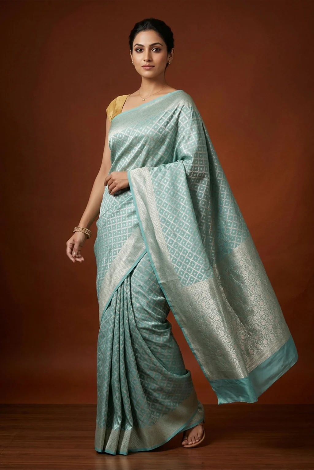 Light Blue Banarasi Silk Saree